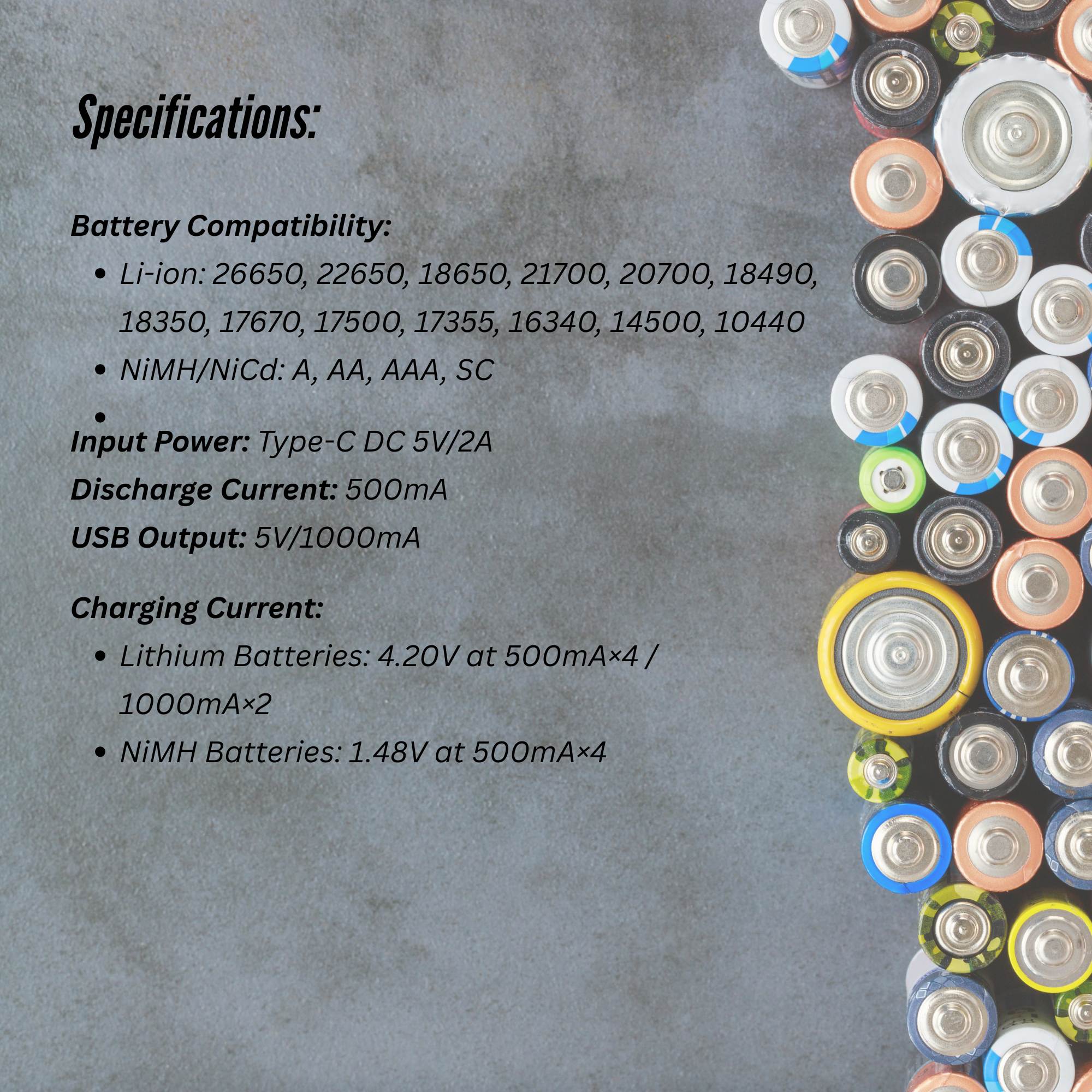 LiitoKala Lii-M4 Smart Battery Charger LCD - 4-Slot USB for 18650 AA AAA Li-ion 4
