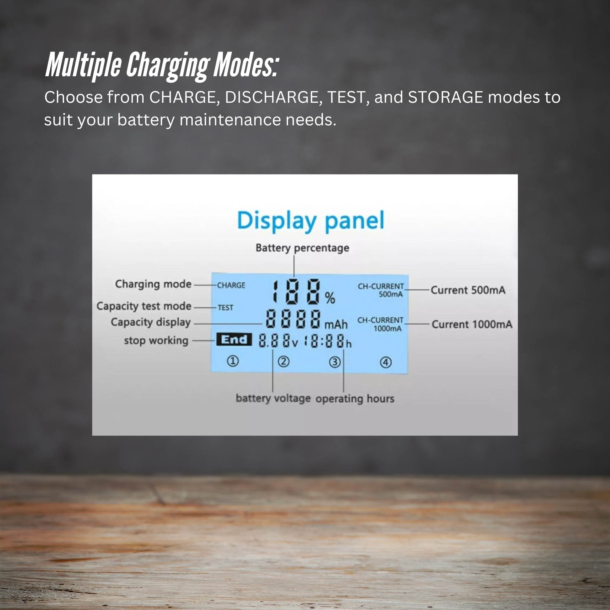 LiitoKala Lii-M4 Smart Battery Charger LCD - 4-Slot USB for 18650 AA AAA Li-ion 7