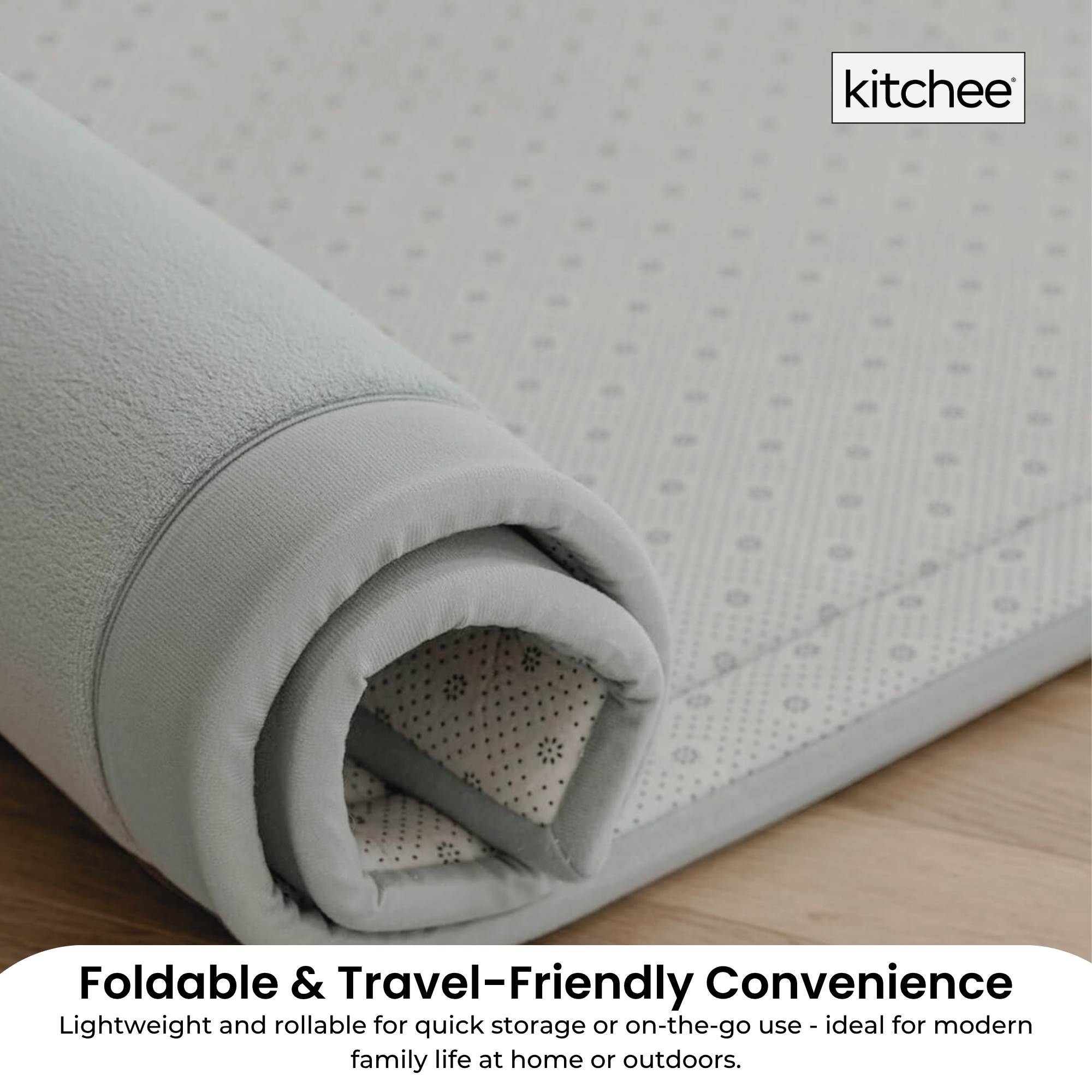 Kitchee Kids Foam Floor Play Mat 150x200cm – Padded Thick Soft Tatami Style Grey 6
