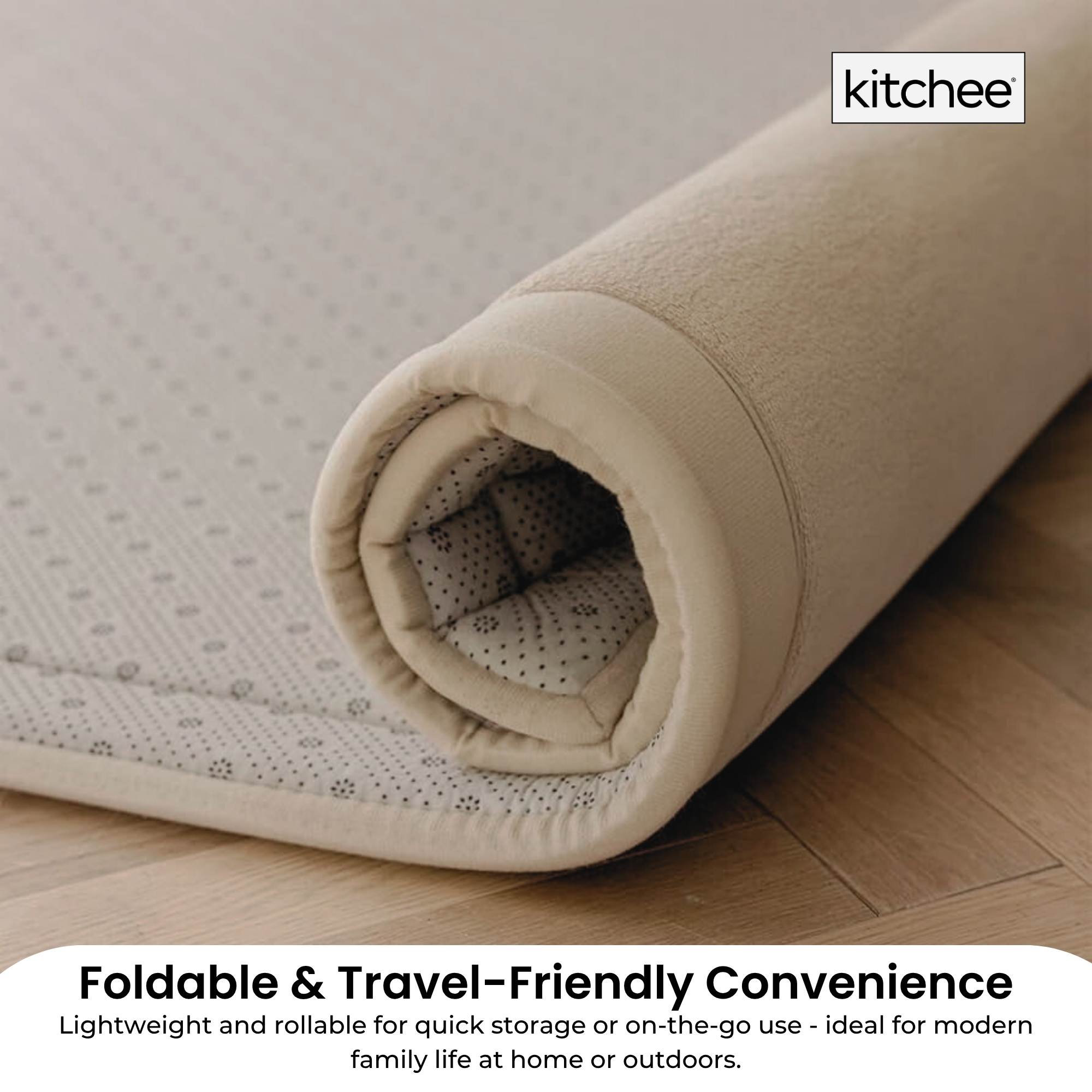 Kitchee Kids Foam Floor Play Mat 150x200cm – Padded Thick Soft Tatami Style Cream 6