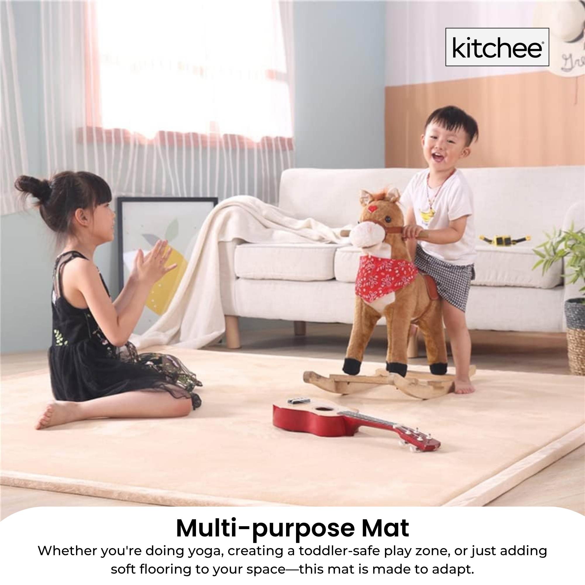 Kitchee Kids Foam Floor Play Mat 150x200cm – Padded Thick Soft Tatami Style Cream 8