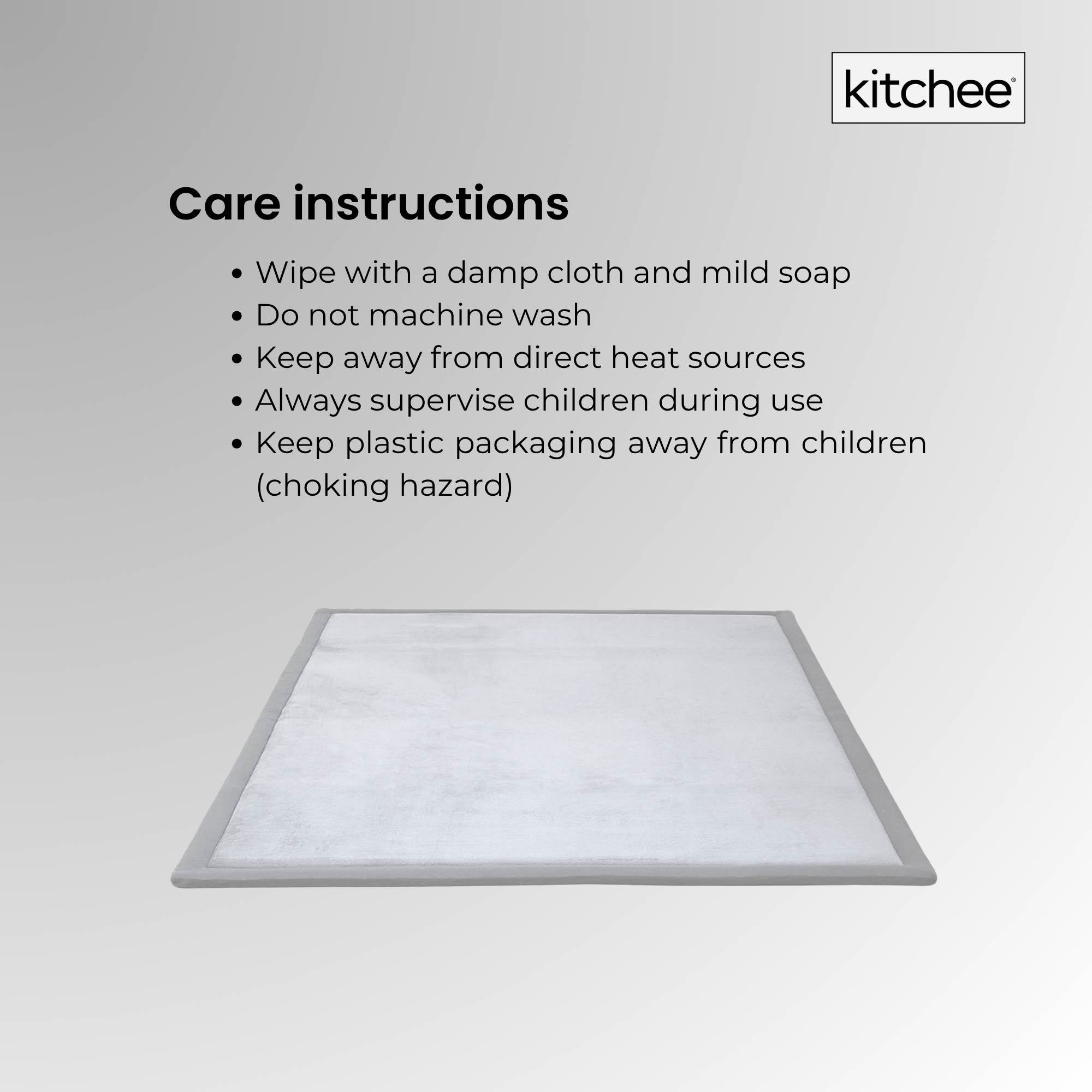 Kitchee Kids Foam Floor Play Mat 200x200cm – Padded Thick Soft Tatami Style Grey 9