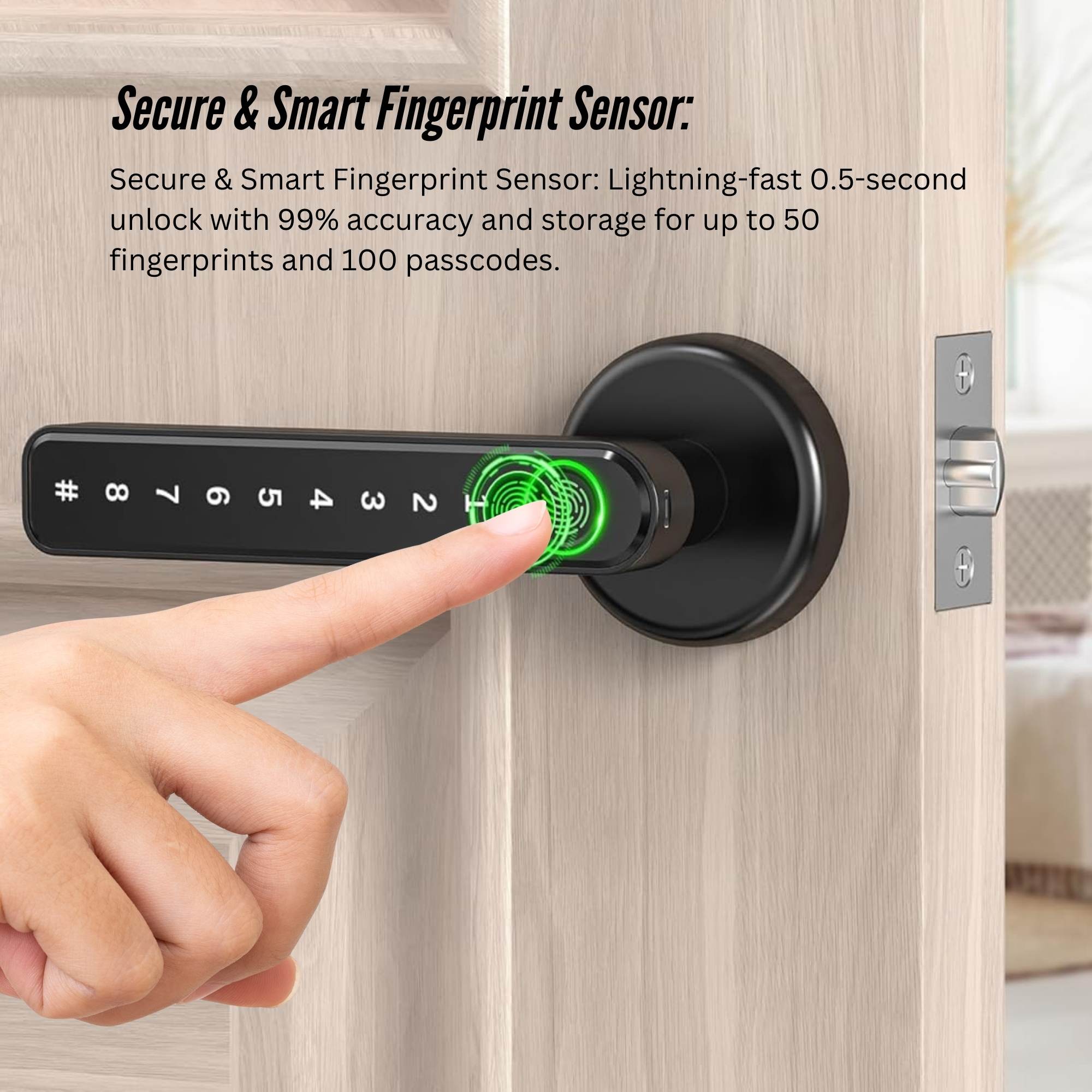 Tooleroo Digital Smart Door Lock Handle - 5in1 Keypad Home Entry Security System 5