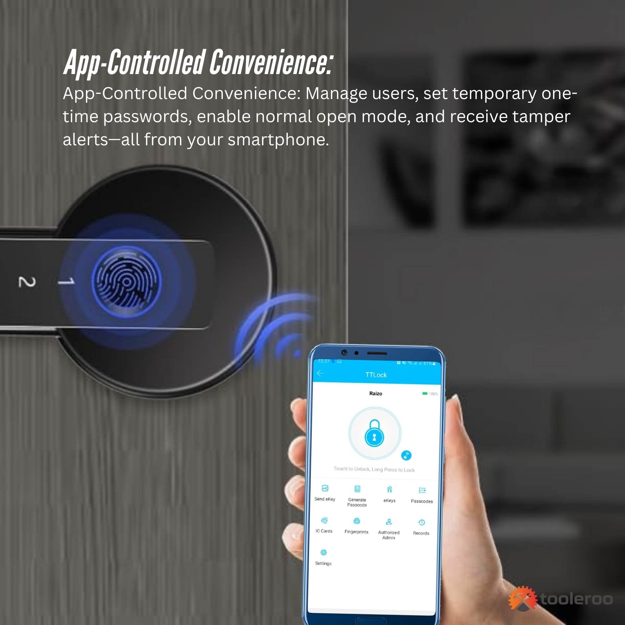 Tooleroo Digital Smart Door Lock Handle - 5in1 Keypad Home Entry Security System 6