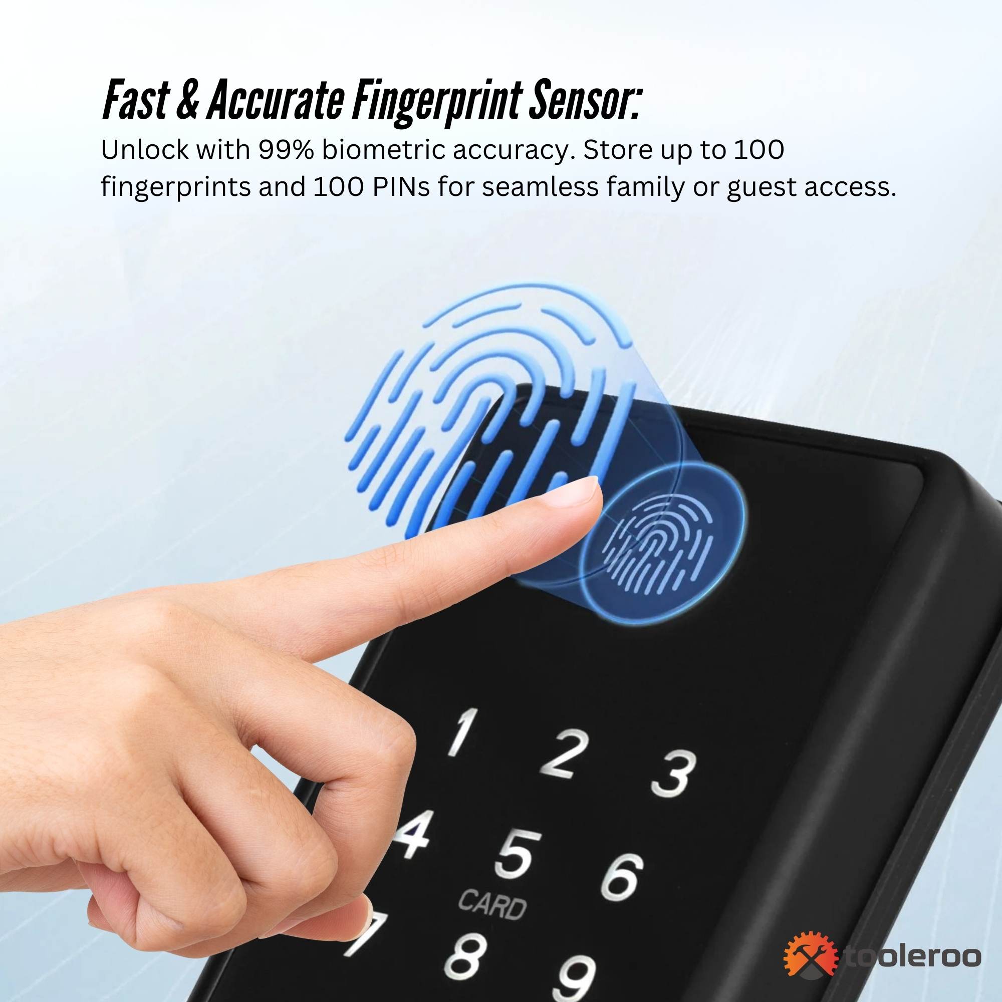 Tooleroo Digital Smart Door Lock Keypad - 5-in-1  Home Entry Security System 6