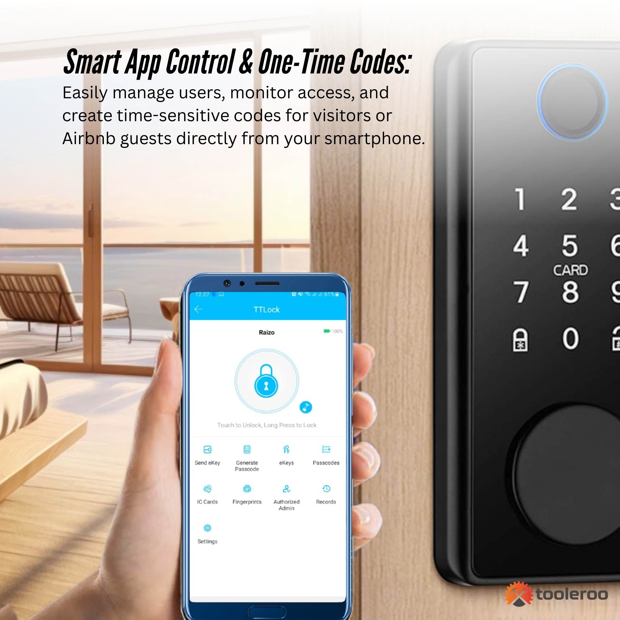 Tooleroo Digital Smart Door Lock Keypad - 5-in-1  Home Entry Security System 7