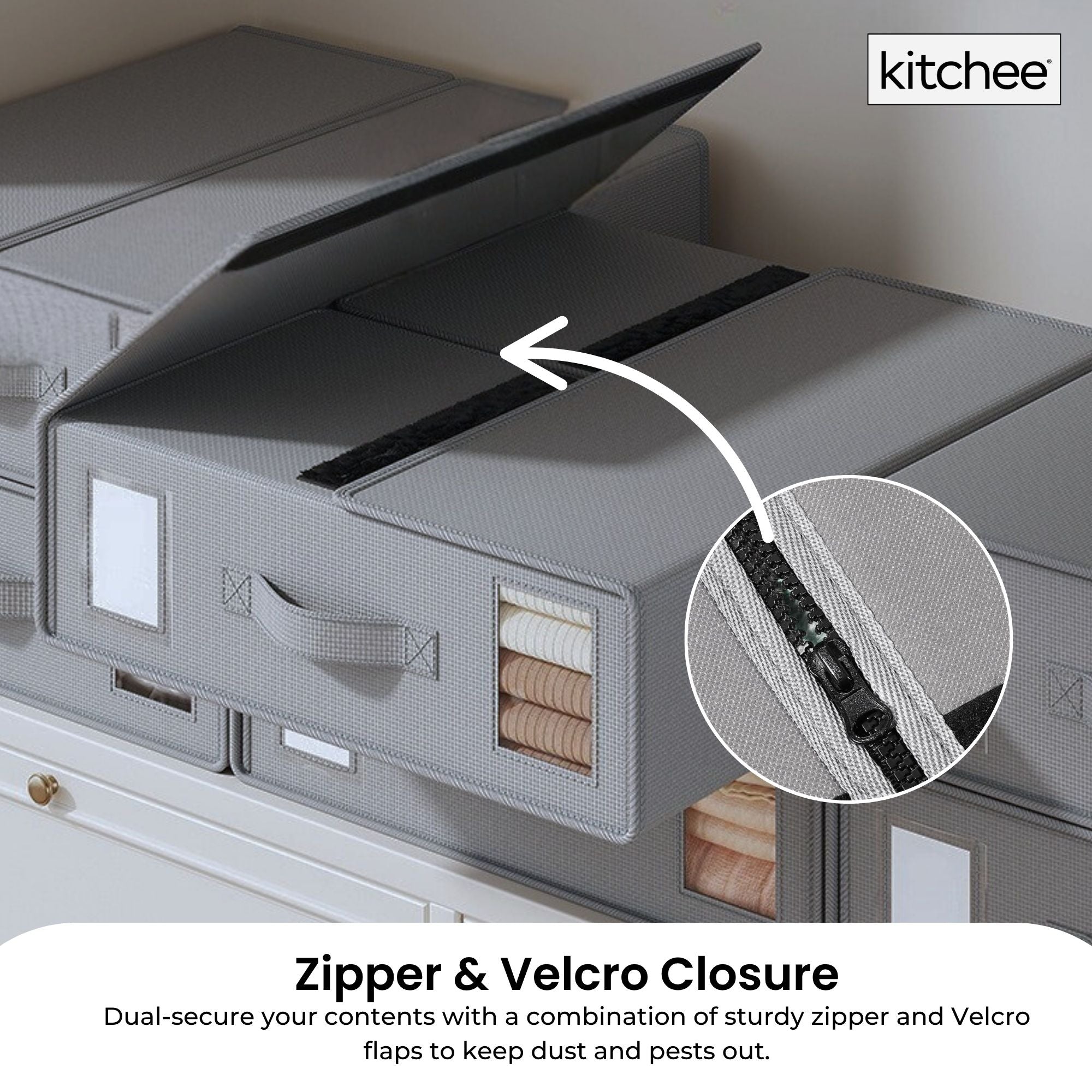 1x Kitchee Foldable Bed Sheet Storage Box – Linen & Closet Organiser Grey 3