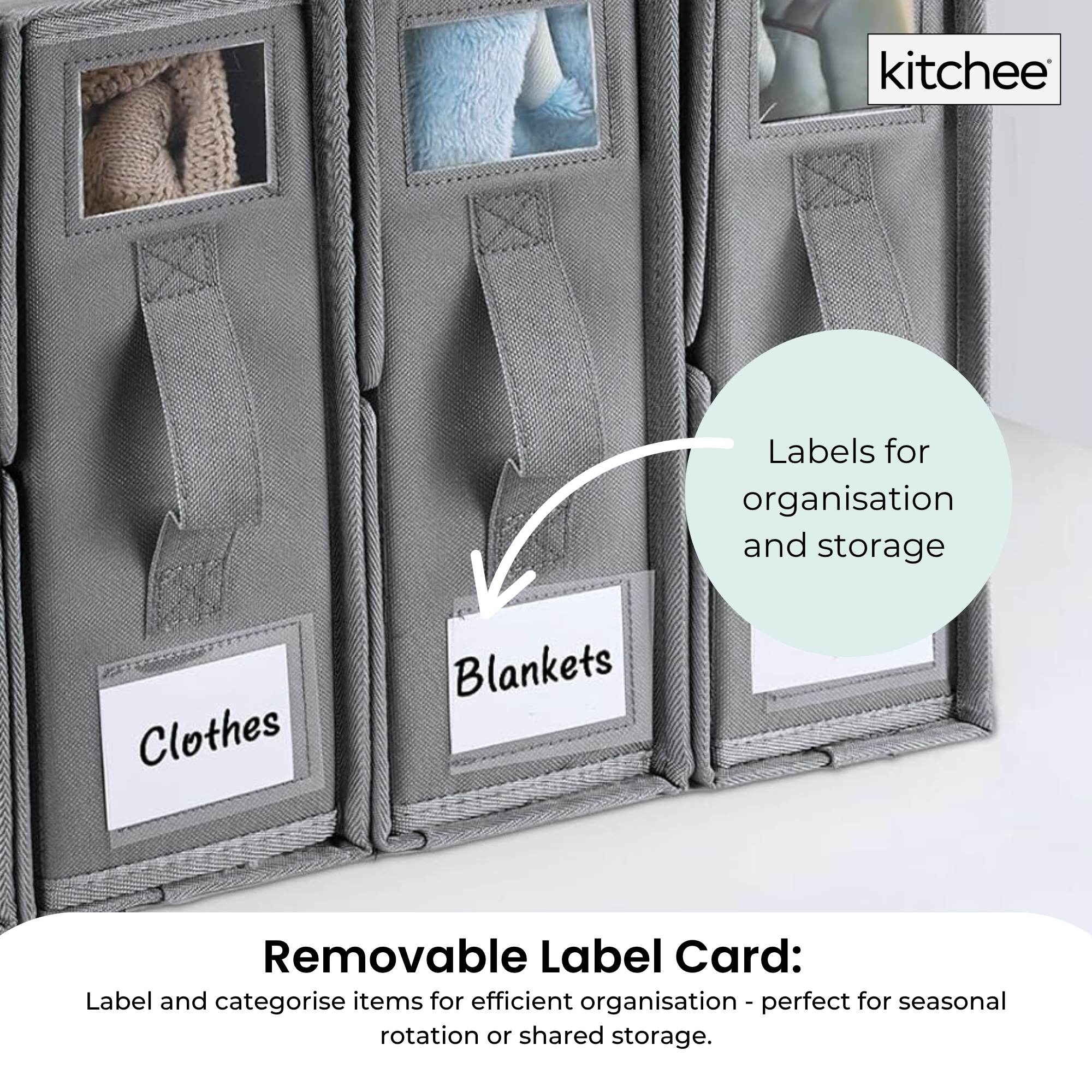 4x Kitchee Foldable Bed Sheet Storage Box – Linen & Closet Organiser Grey 5