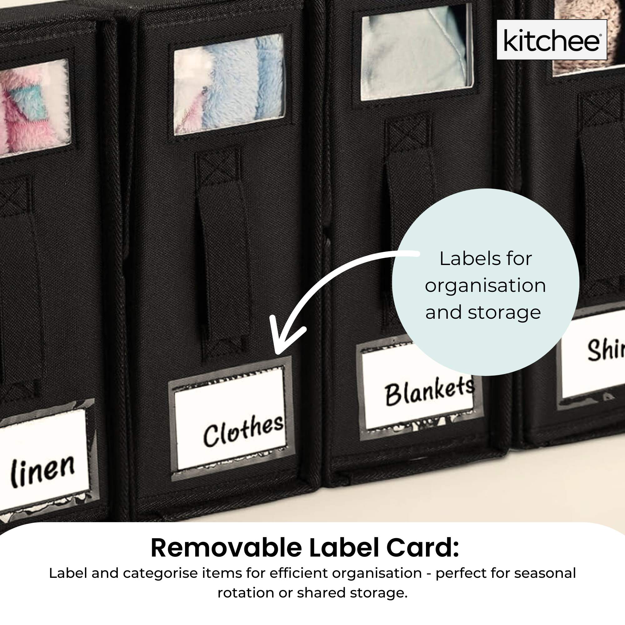 1x Kitchee Foldable Bed Sheet Storage Box – Linen & Closet Organiser Black 5