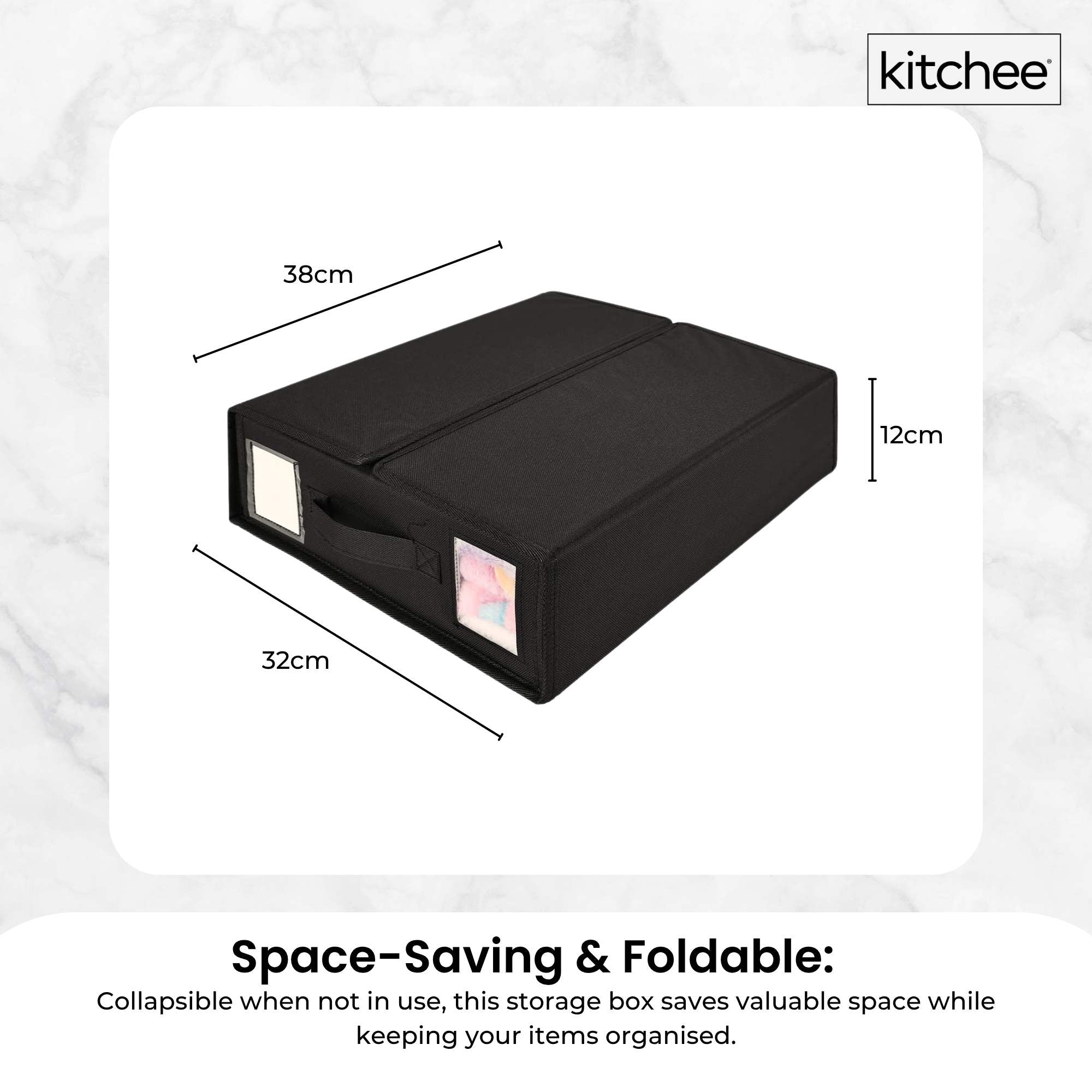 4x Kitchee Foldable Bed Sheet Storage Box – Linen & Closet Organiser Black 6