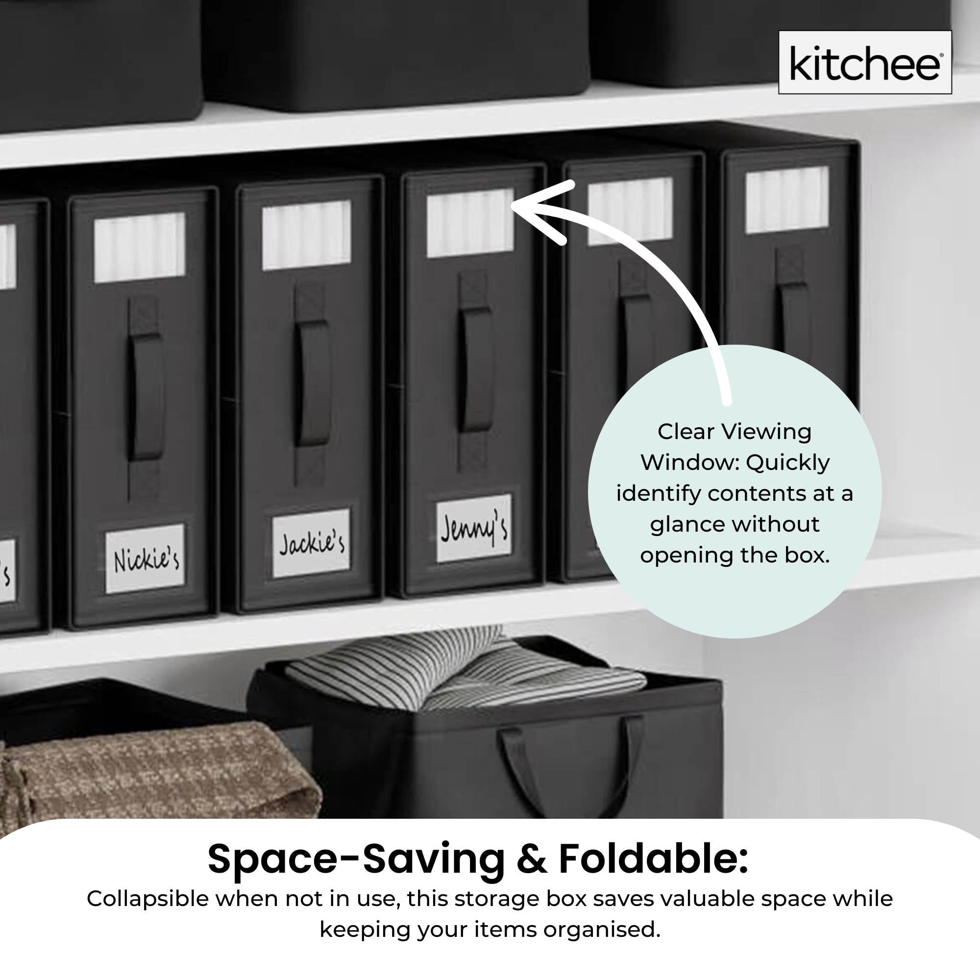 10x Kitchee Foldable Bed Sheet Storage Box – Linen & Closet Organiser Black 4