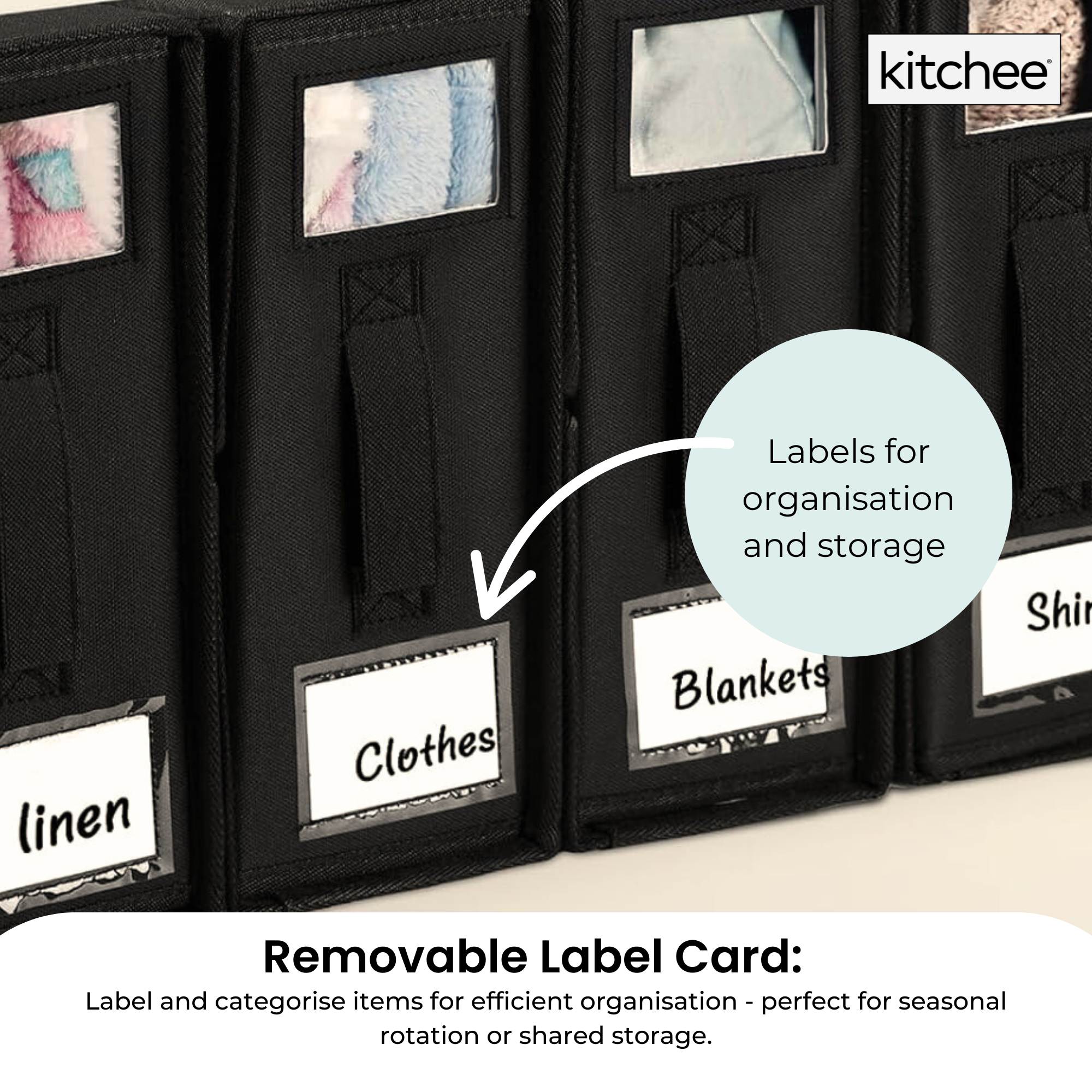 10x Kitchee Foldable Bed Sheet Storage Box – Linen & Closet Organiser Black 5