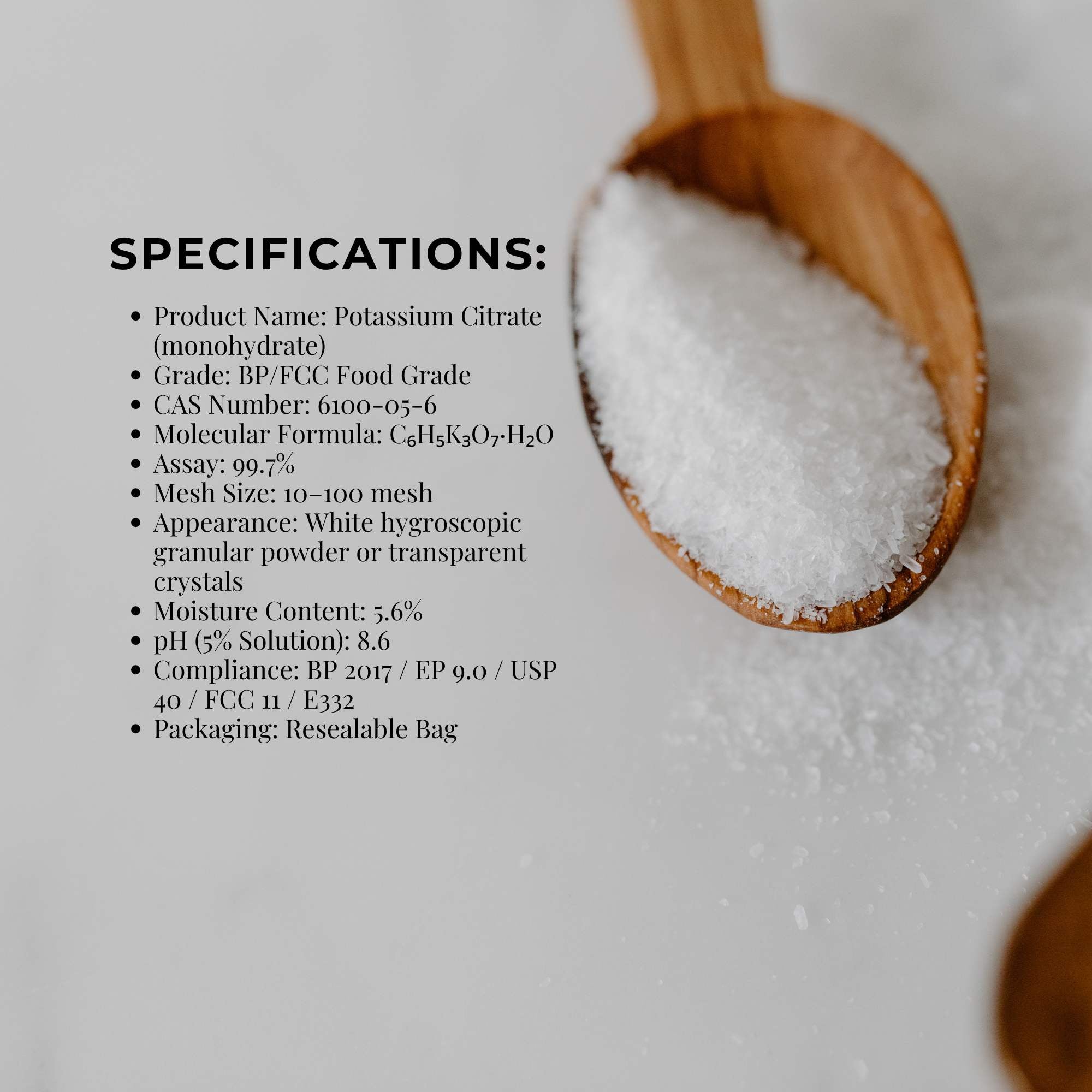 Orku 5Kg Potassium Citrate Food Grade - Granular BP USP FCC E332 Additive 6