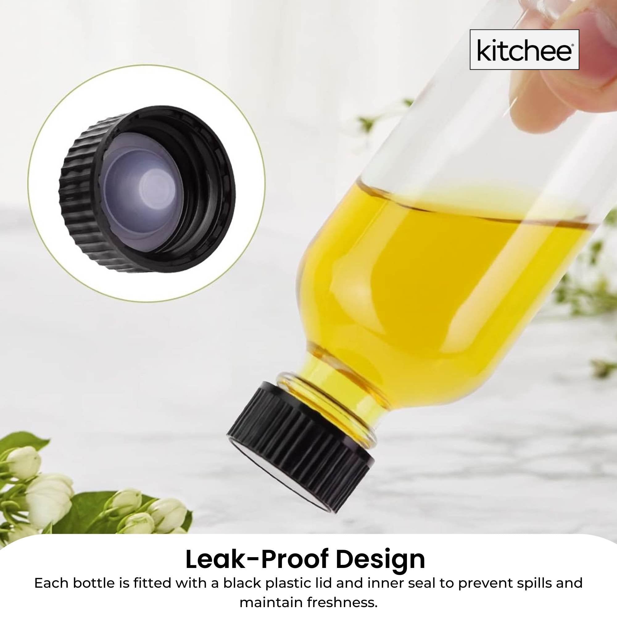 Kitchee 12x 60ml Small Glass Bottles + Lids Funnels Brush Labels Pen 4