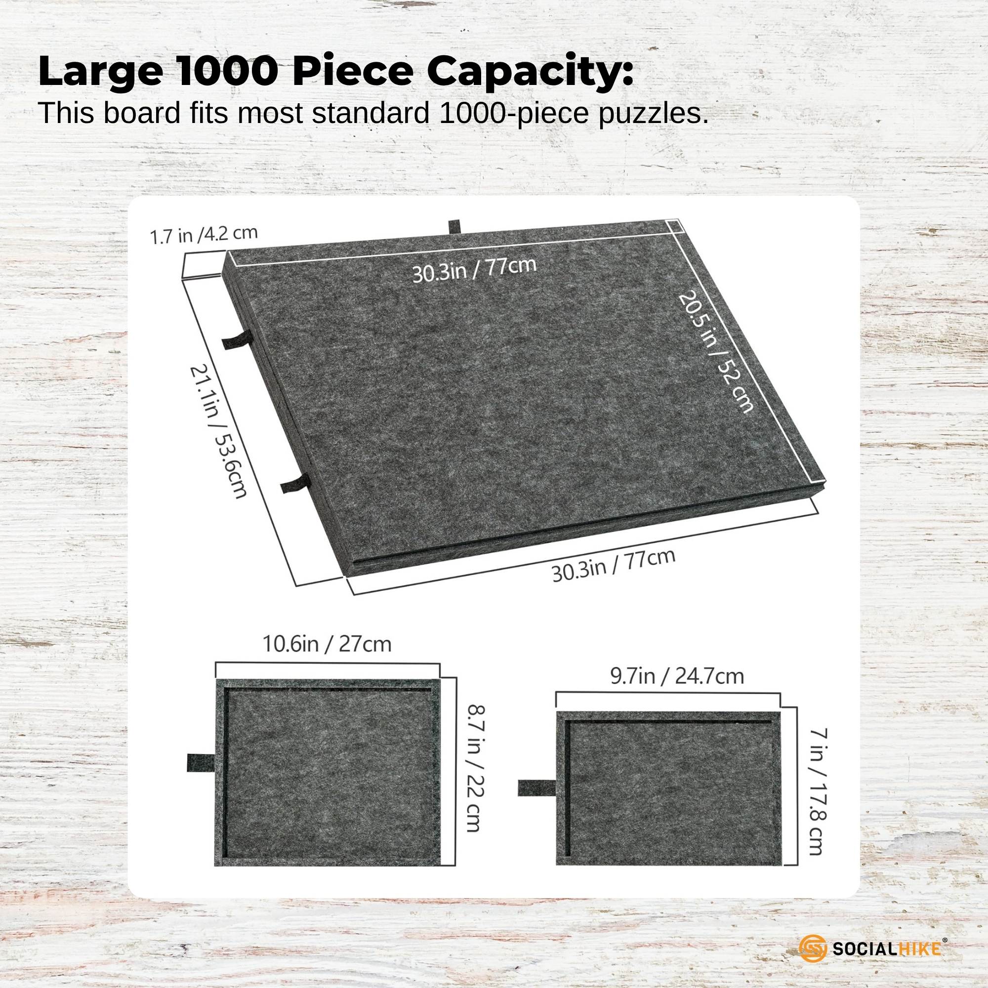 Social Hike Puzzle Felt Board 1000pcs - Folding Portable Stand Cover and Drawers 3