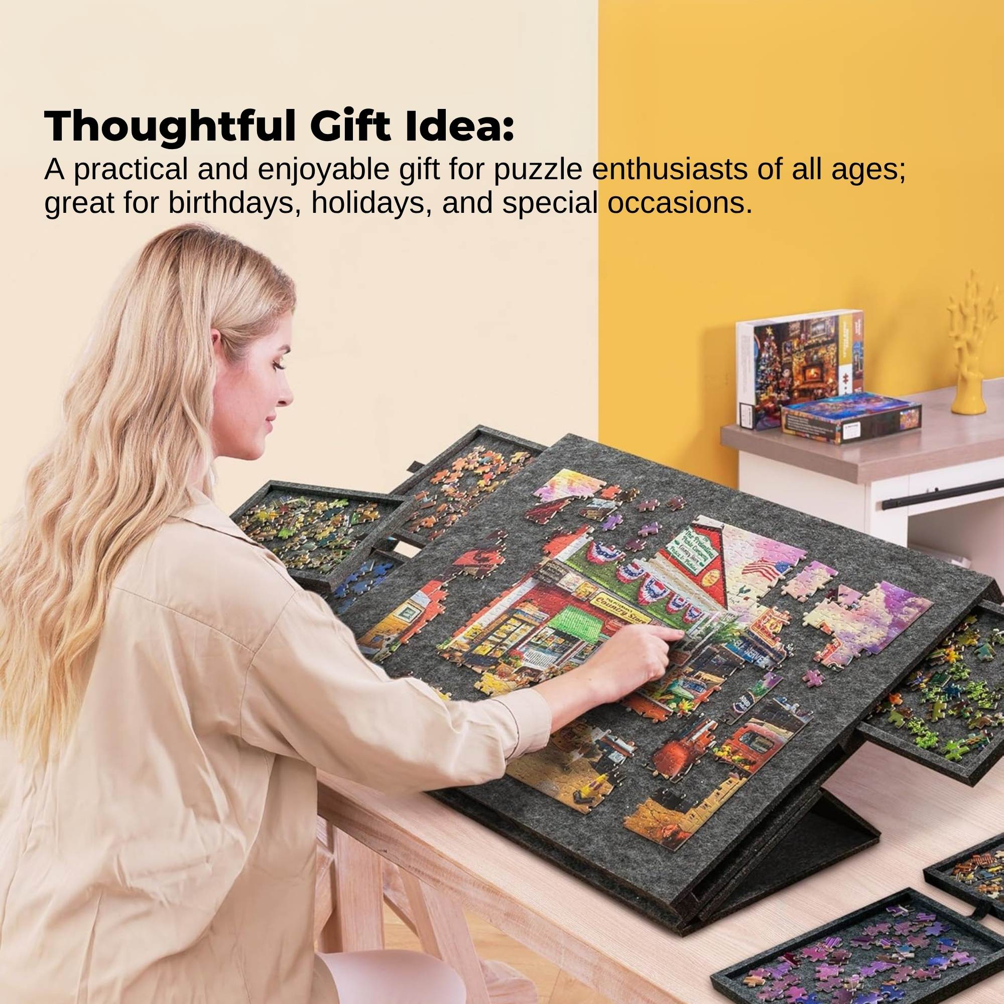 Social Hike Puzzle Felt Board 1500pcs - Folding Portable Stand Cover and Drawers 7