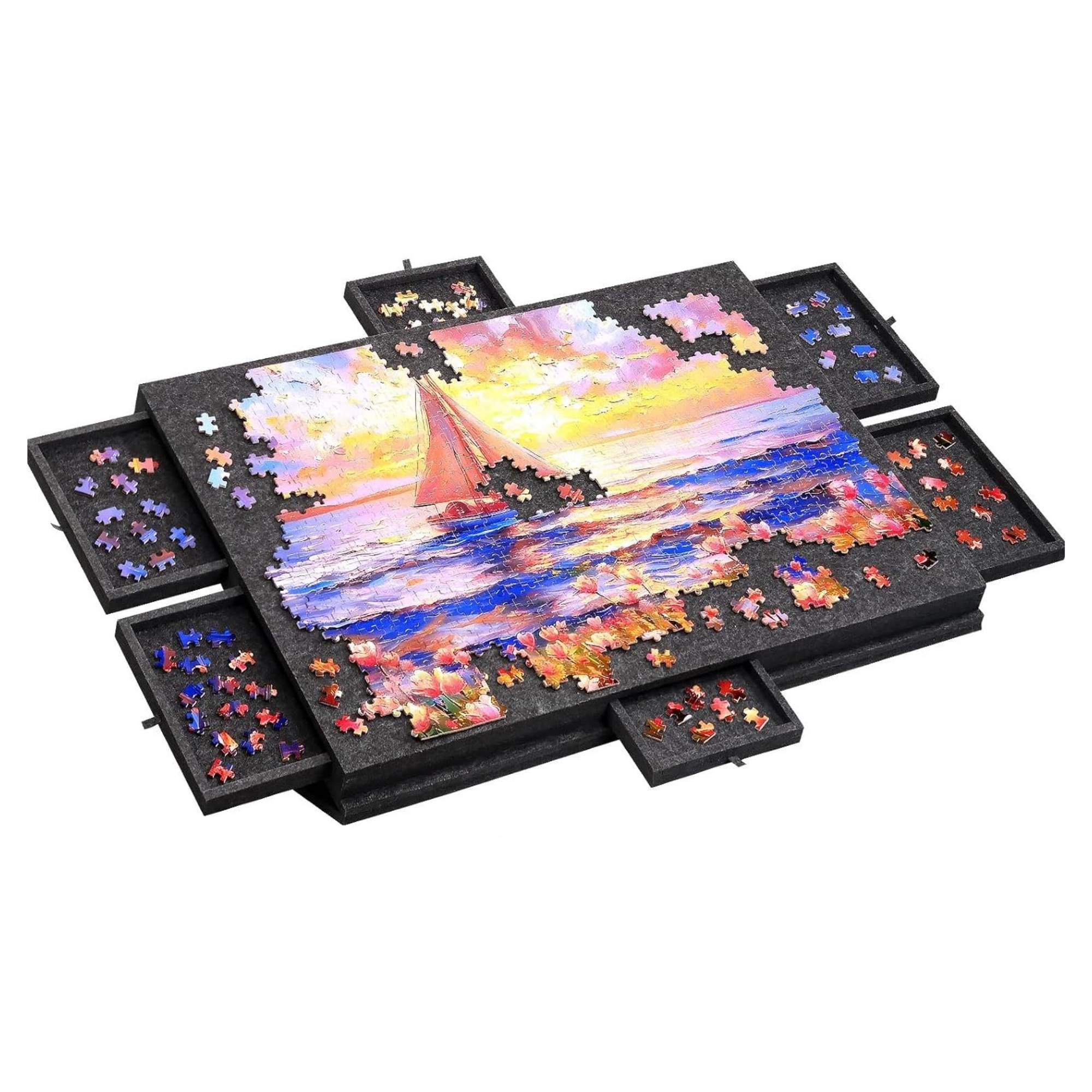 Social Hike Puzzle Felt Board 1500pcs - Folding Portable Stand Cover and Drawers 9