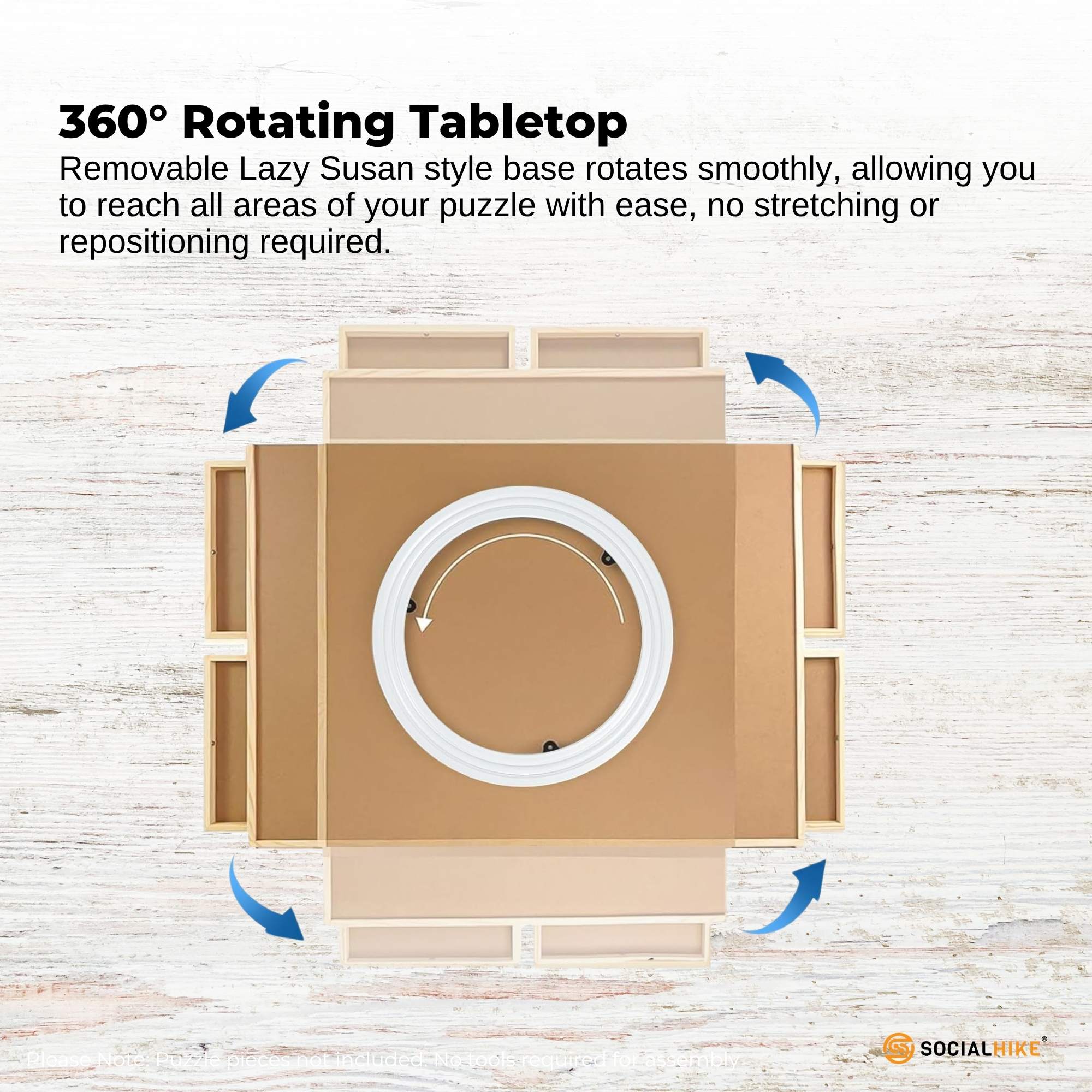 Social Hike 1500pcs Puzzle Board 4 Drawer with Cover - Wooden Rotating Tabletop 7