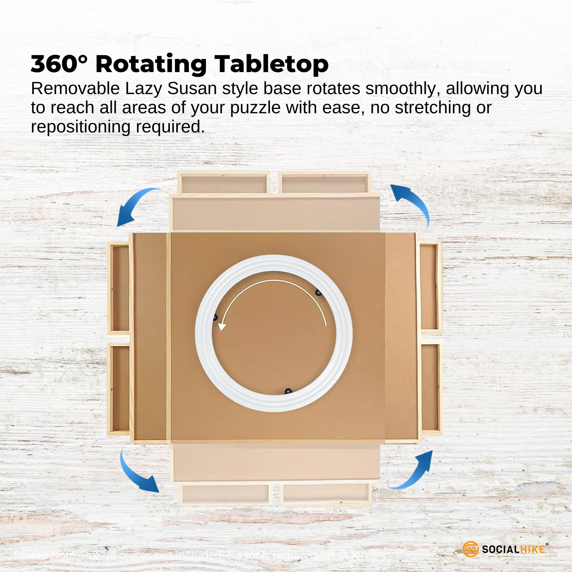 Social Hike 1500pcs Puzzle Board 6 Drawer with Cover - Wooden Rotating Tabletop 7