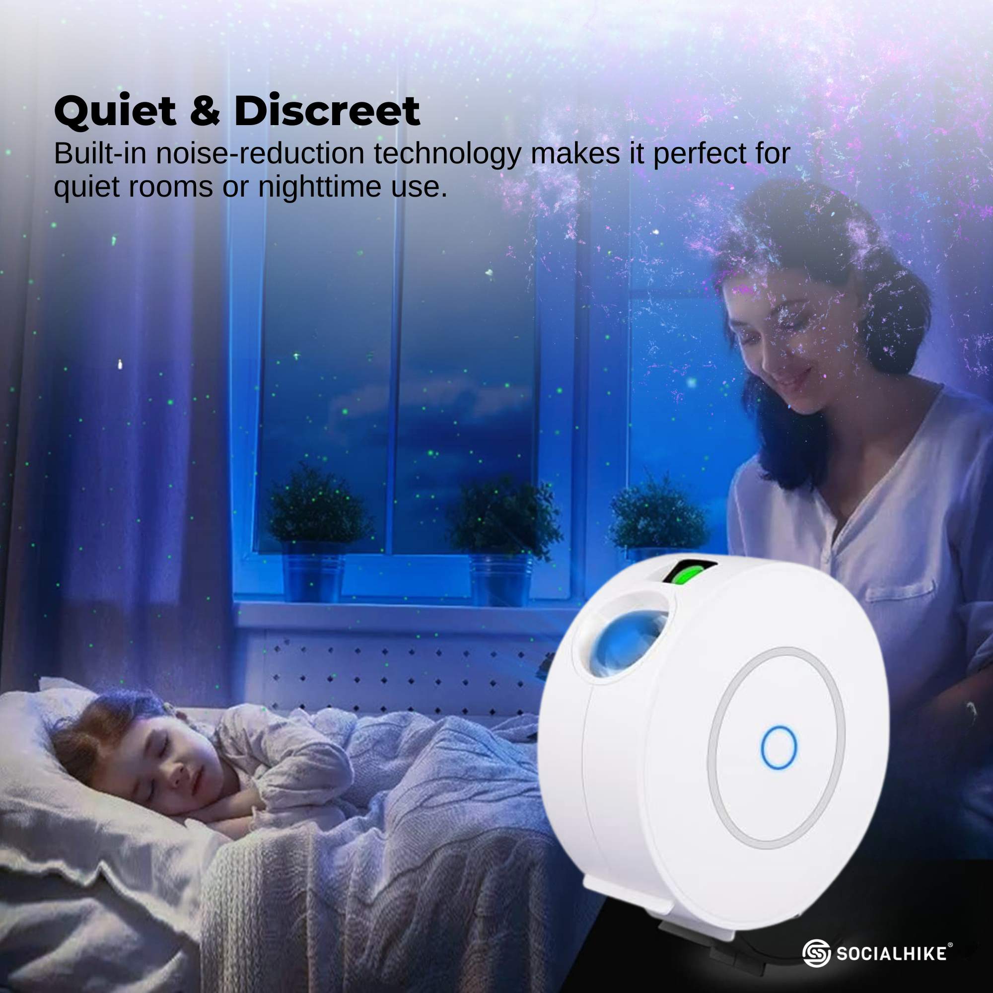 Social Hike Smart Galaxy Star Projector – WiFi LED Light App Voice Control White 6