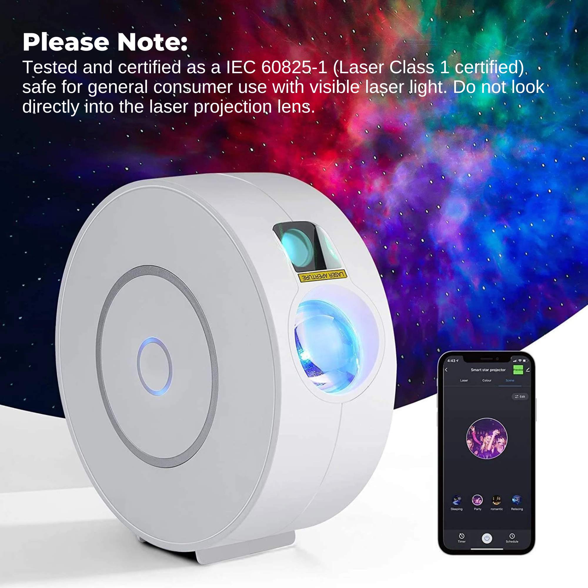 Social Hike Smart Galaxy Star Projector – WiFi LED Light App Voice Control White 8