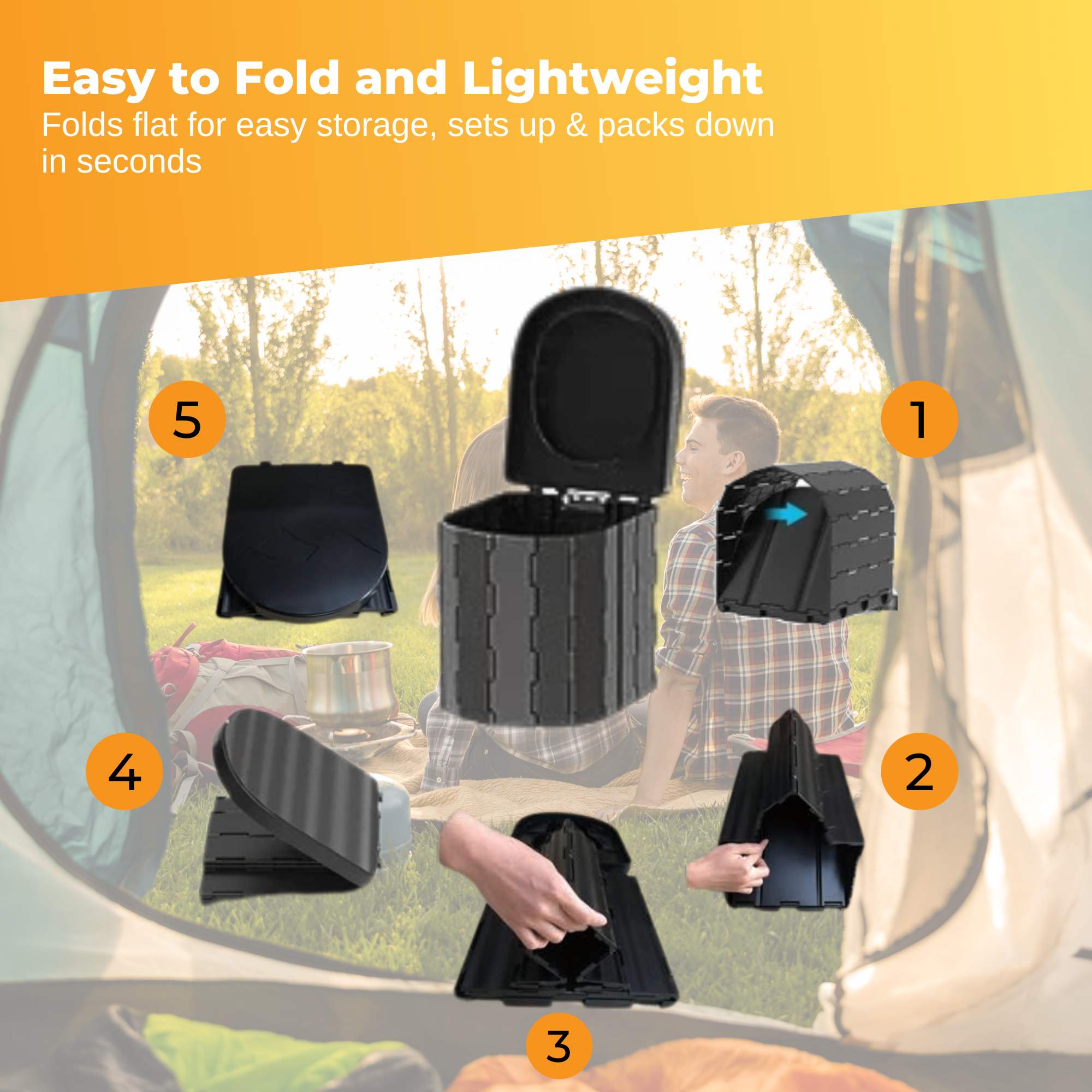 Social Hike Portable Folding Camping Toilet - Outdoor Lightweight Compact Potty 4