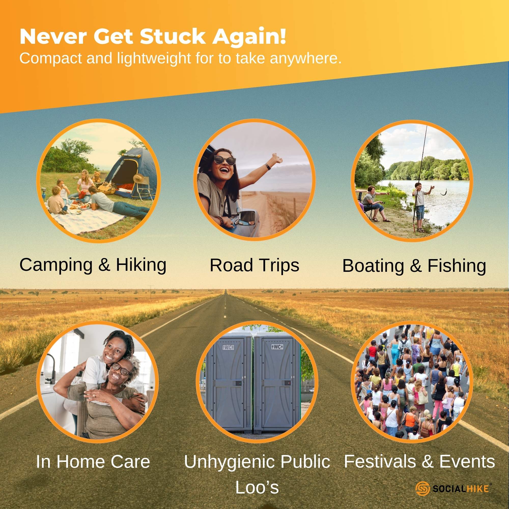 Social Hike Portable Folding Camping Toilet - Outdoor Lightweight Compact Potty 6