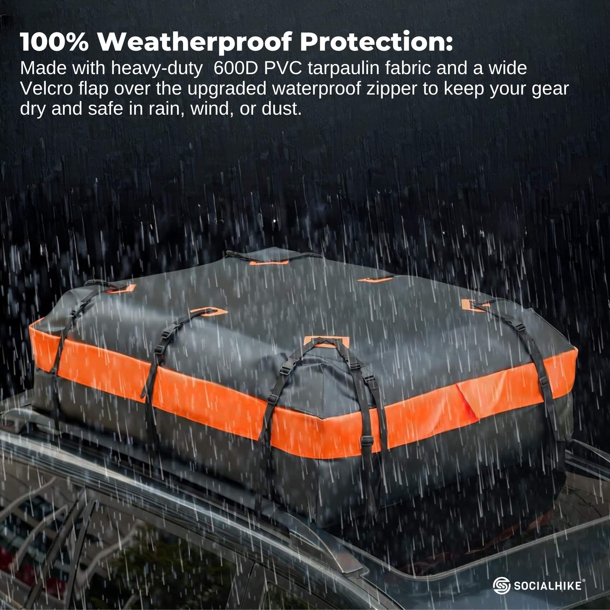 Social Hike 428L Car Rooftop Storage Carrier - Soft-Shell Waterproof Roof Bag 4