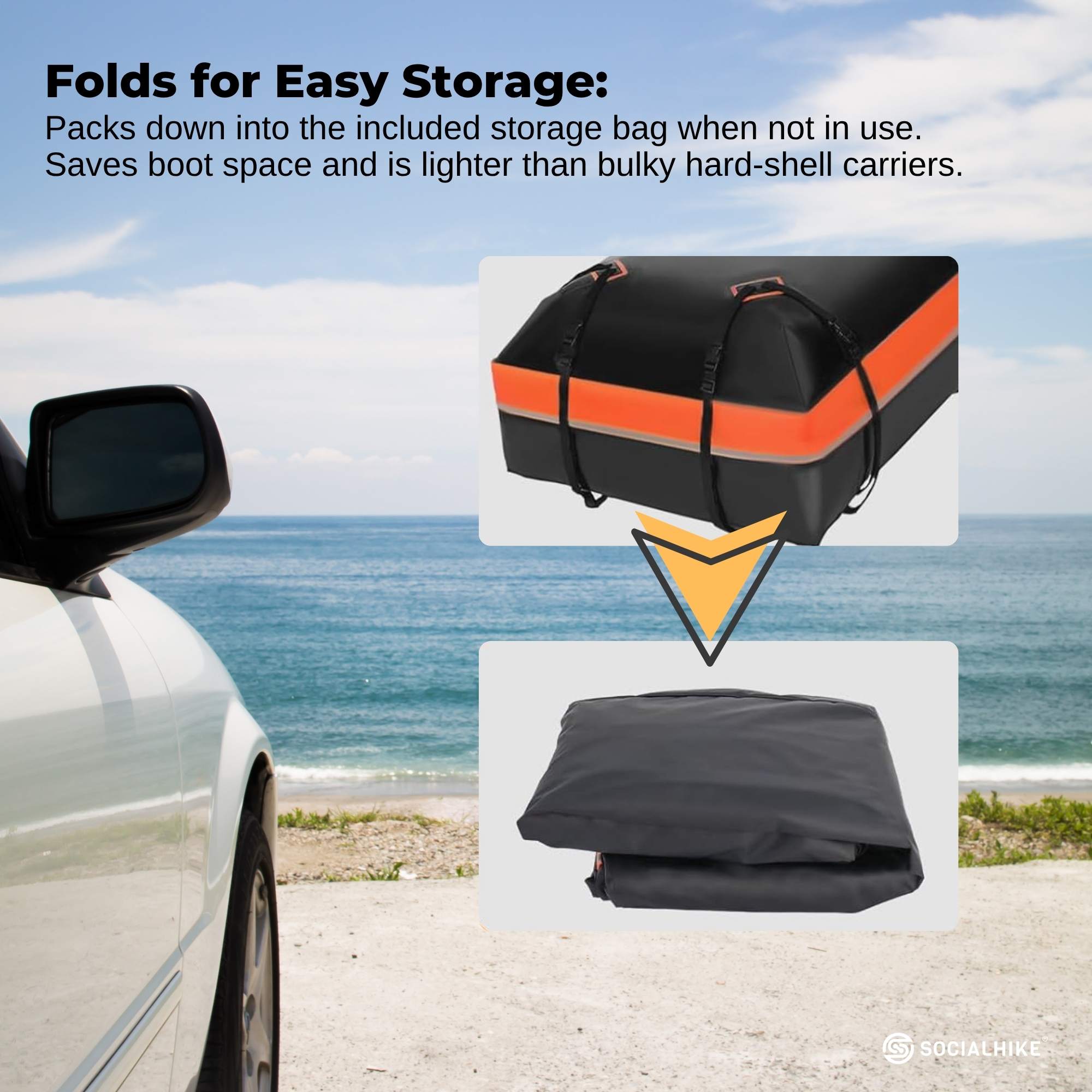 Social Hike 428L Car Rooftop Storage Carrier - Soft-Shell Waterproof Roof Bag 8