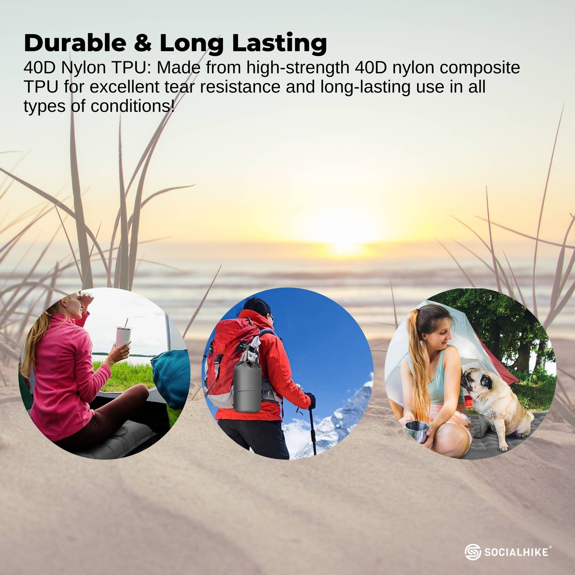 Social Hike Step-Inflating Camping Mattress Lightweight Waterproof Sleeping Grey 7