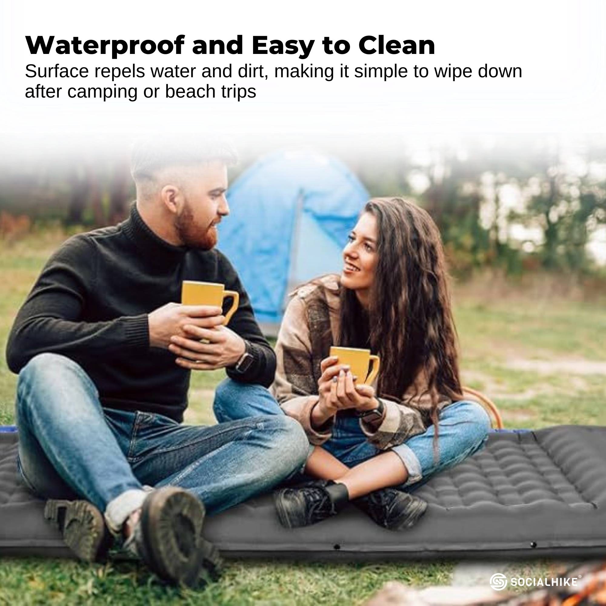 Social Hike Step-Inflating Camping Mattress Lightweight Waterproof Sleeping Grey 8