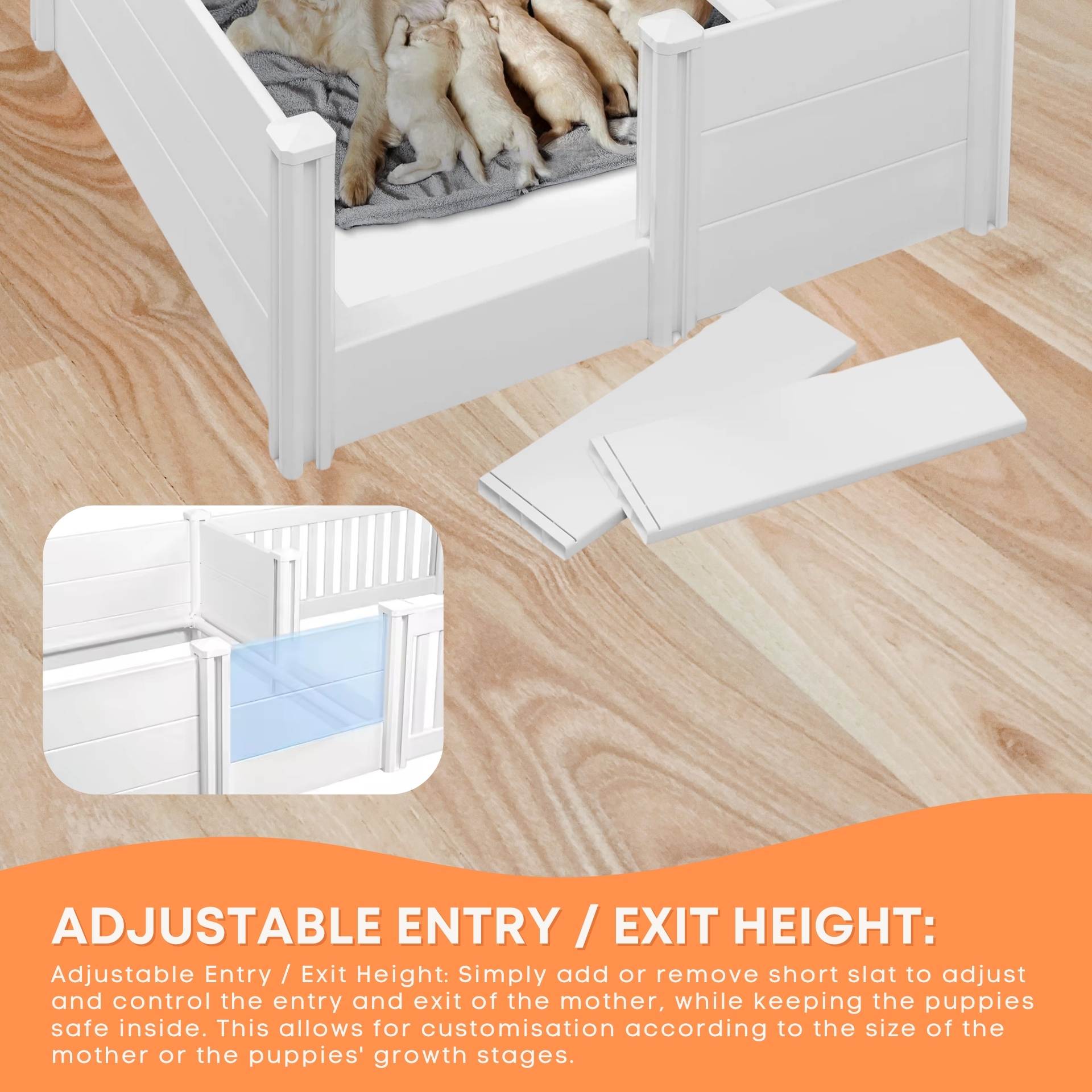 Rooster Farms PVC Dog Whelping Box + Play Pen 1.9m x .95m x 0.48m - Birthing Kit 7