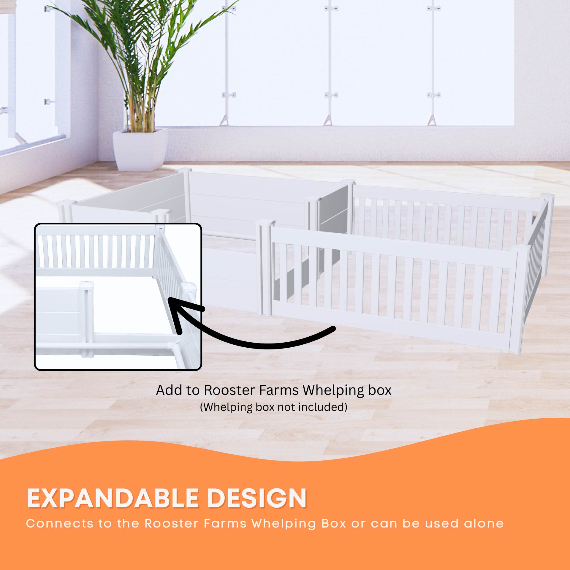 Rooster Farms PVC Dog Play Pen Extension for Whelping Box - 95cm x 95cm x 48cm 3