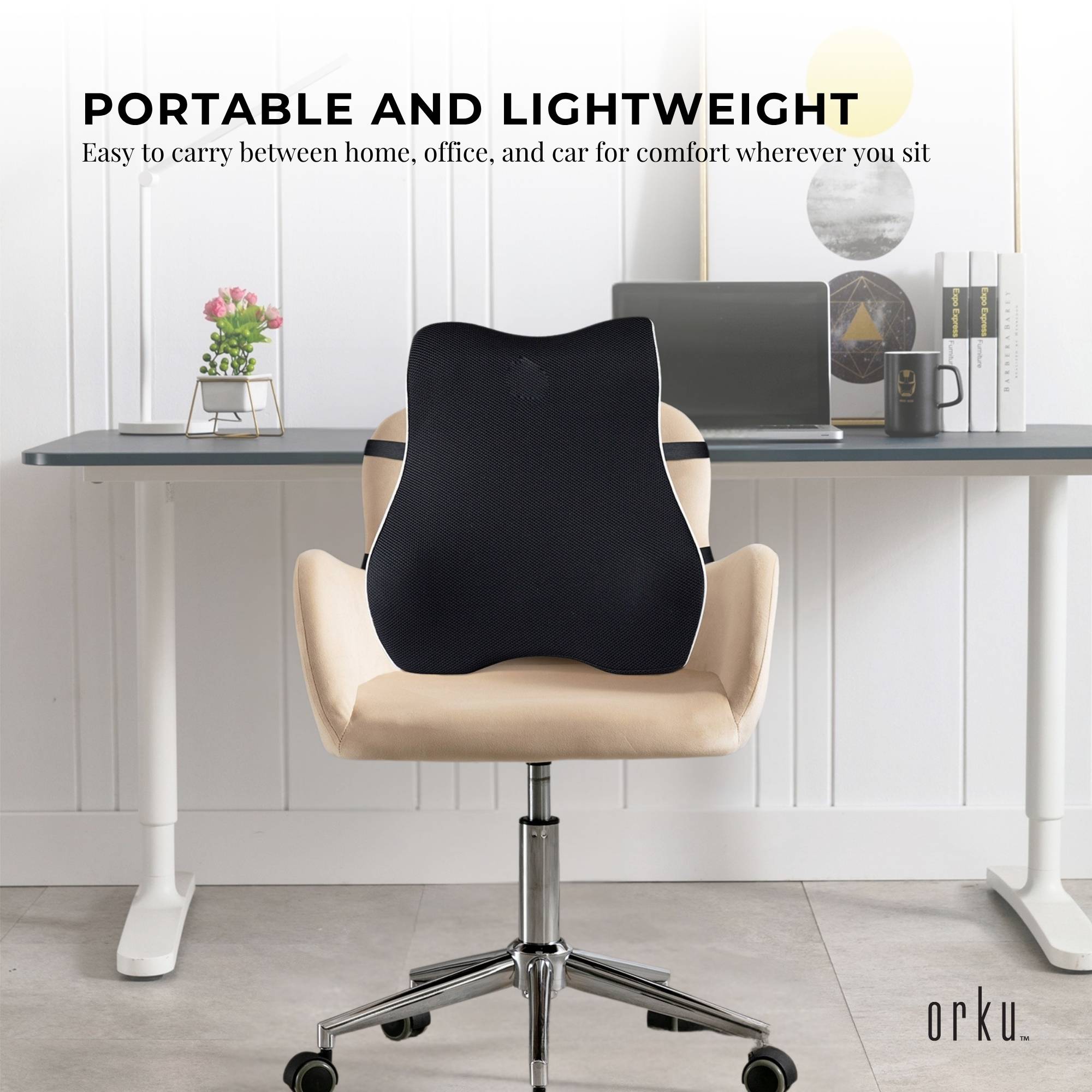 Orku Ergonomic Lumbar Cushion - Memory Foam Back Support Car Office Gaming Chair 8