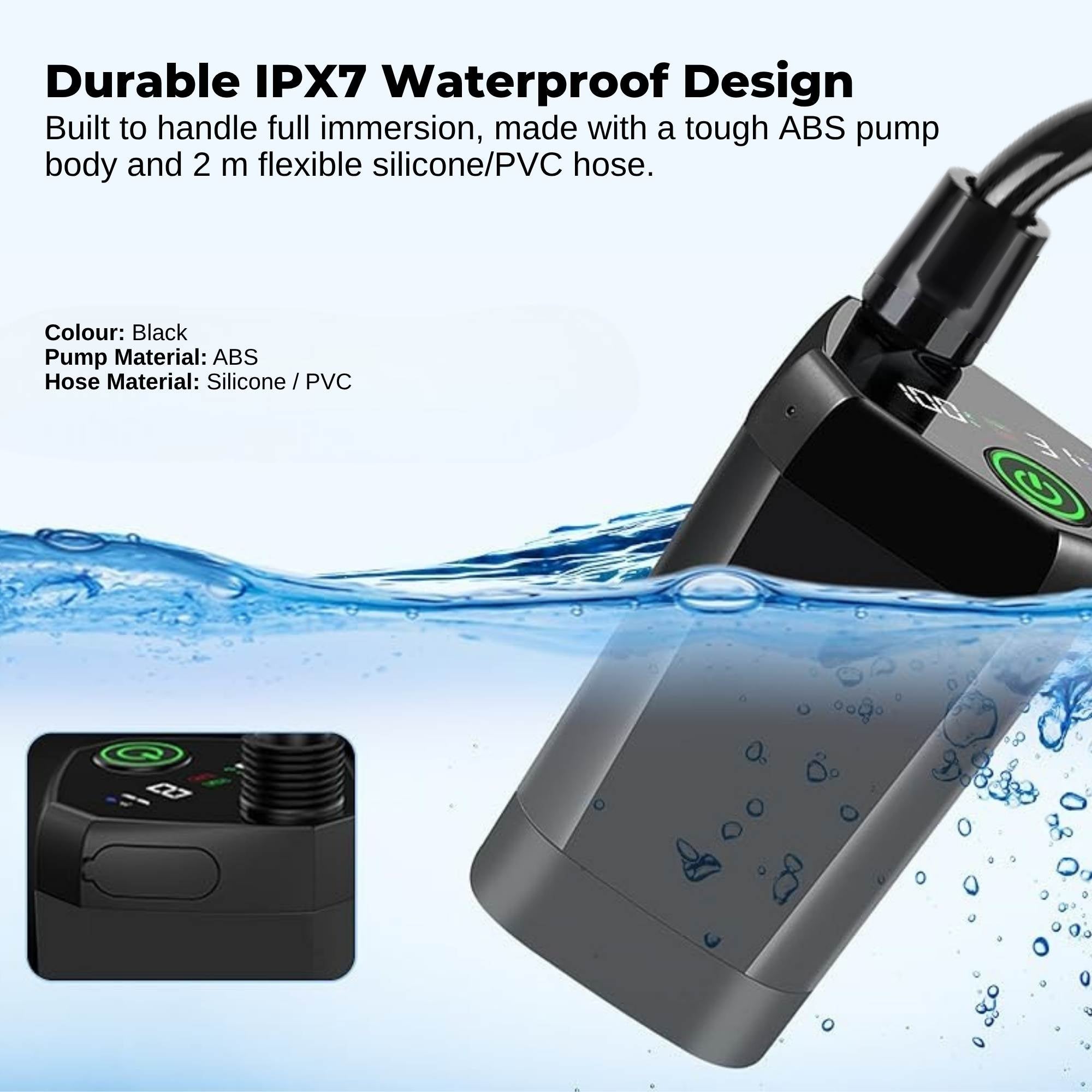 Social Hike Portable Camping Shower Kit - 6000MAh Outdoor Rechargeable Pump LED 7