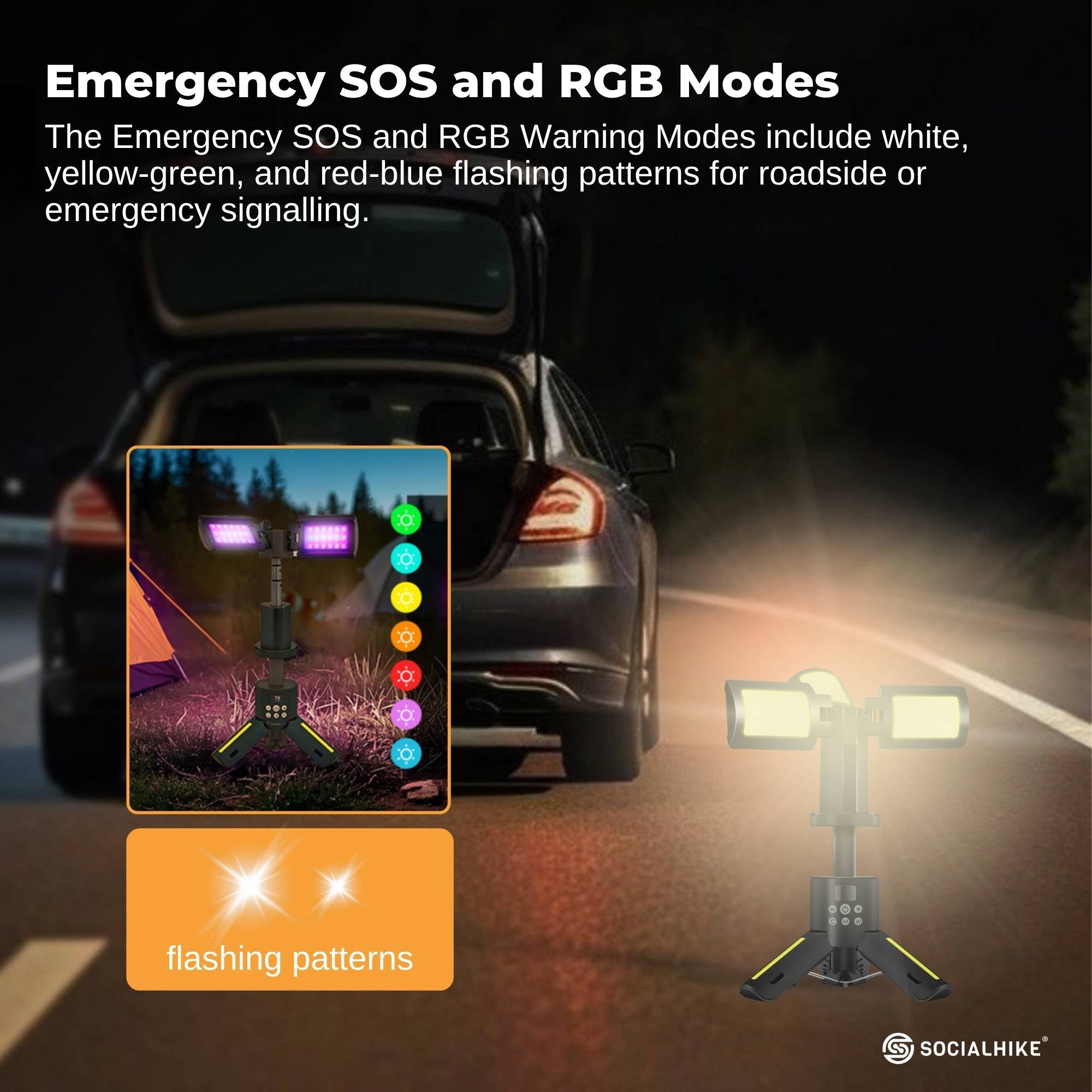 Social Hike Rechargeable Telescopic Camping Light - Outdoor LED 20W Lantern 7