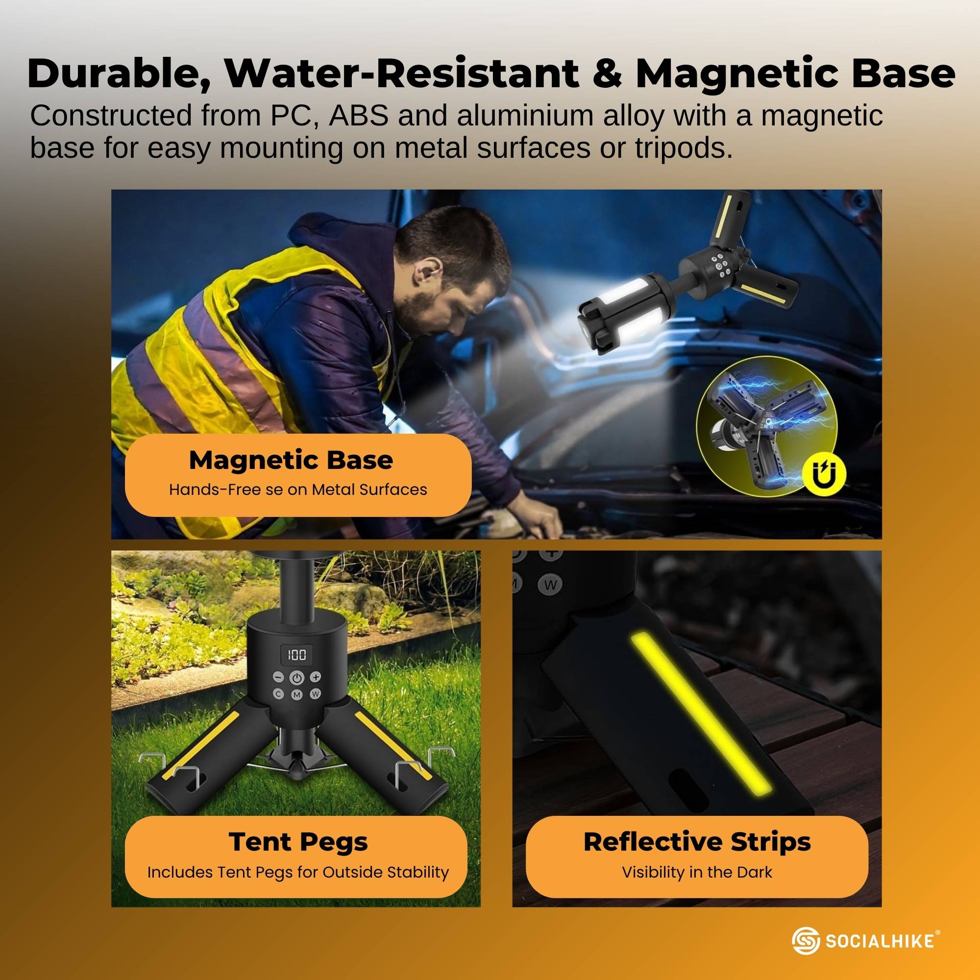 Social Hike Rechargeable Telescopic Camping Light - Outdoor LED 20W Lantern 8