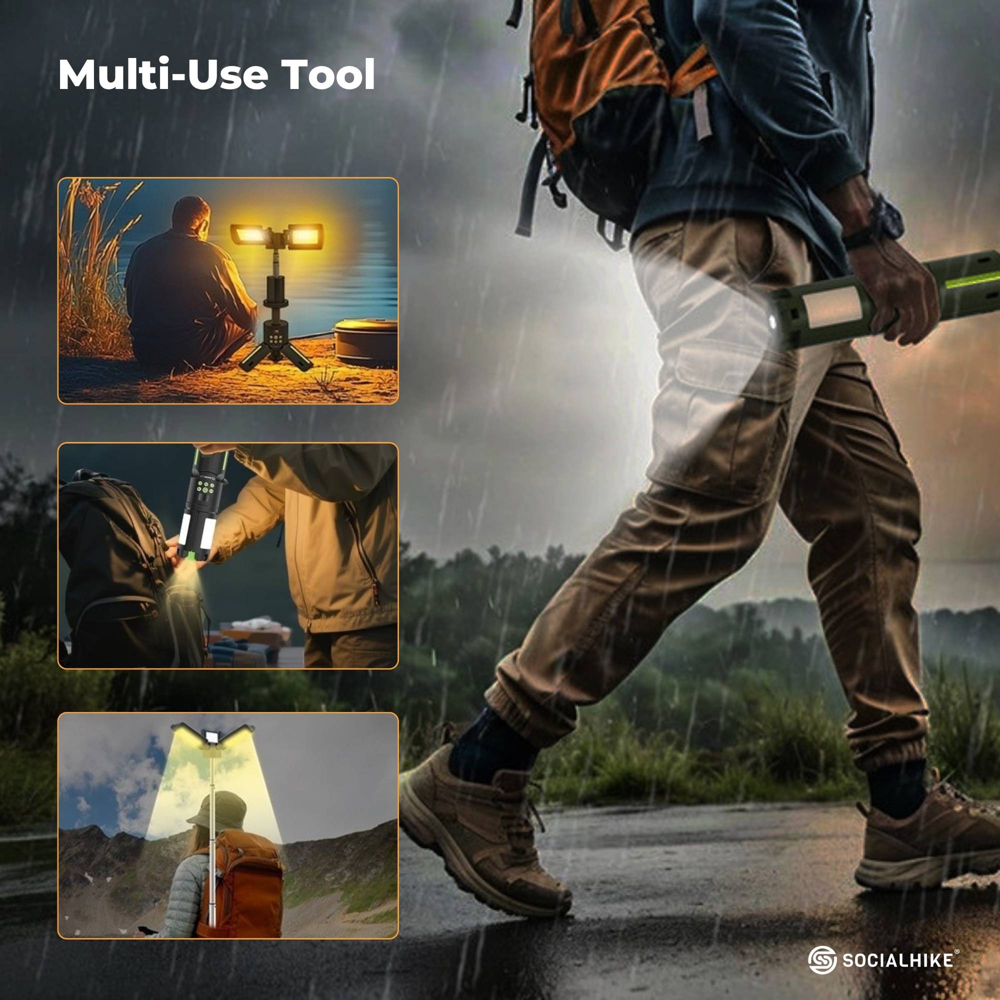 Social Hike Rechargeable Telescopic Camping Light - Outdoor LED 20W Lantern 9