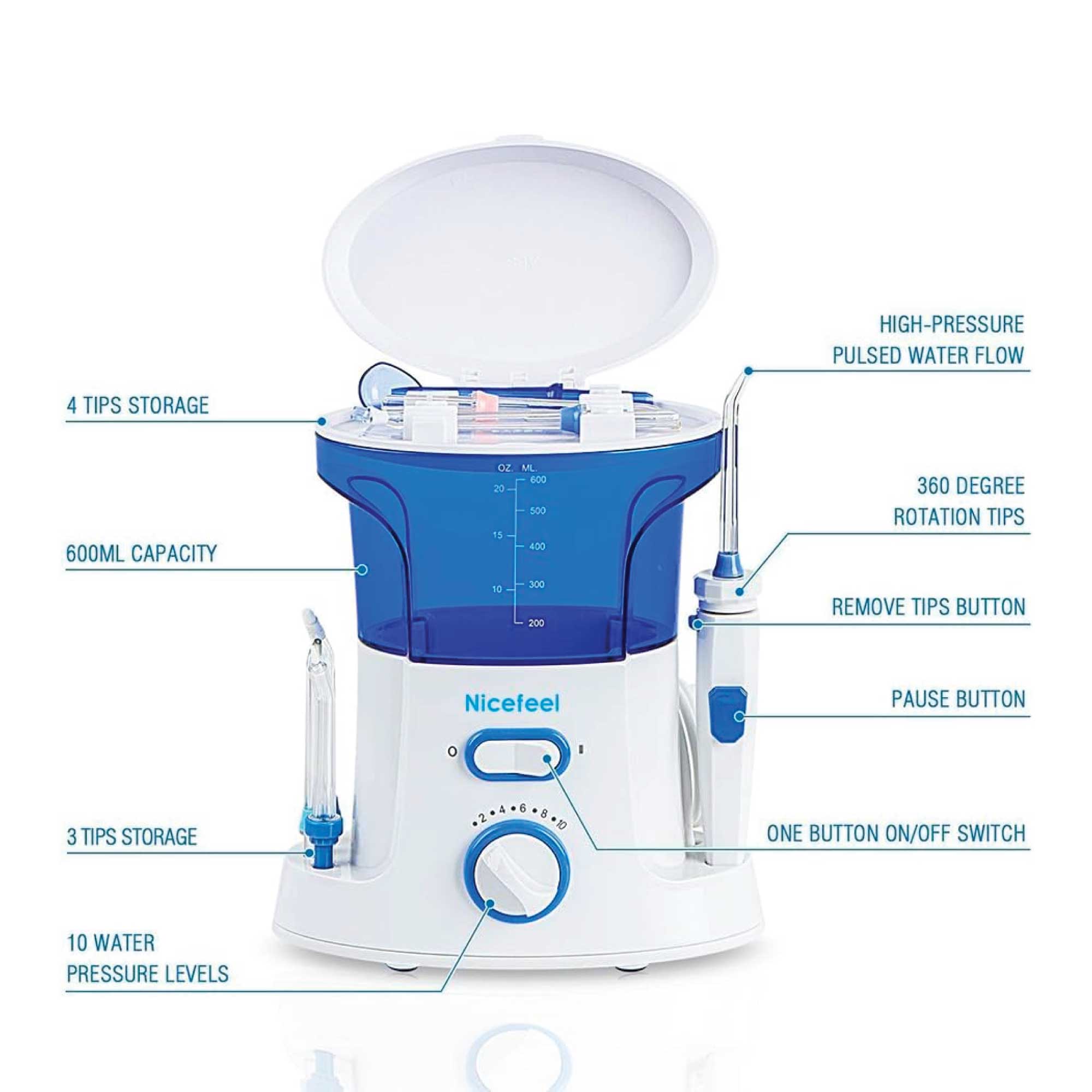 600ml Dental Water Flossing Teeth Flosser - Electric Oral Tooth Irrigator Cleaner 10