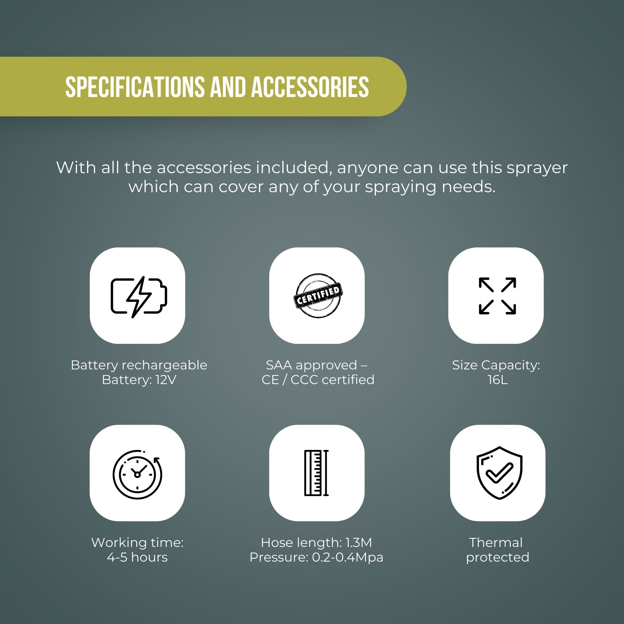 16L Rechargeable Backpack Pressure Sprayer - Portable Electric Garden Weed Pump 8