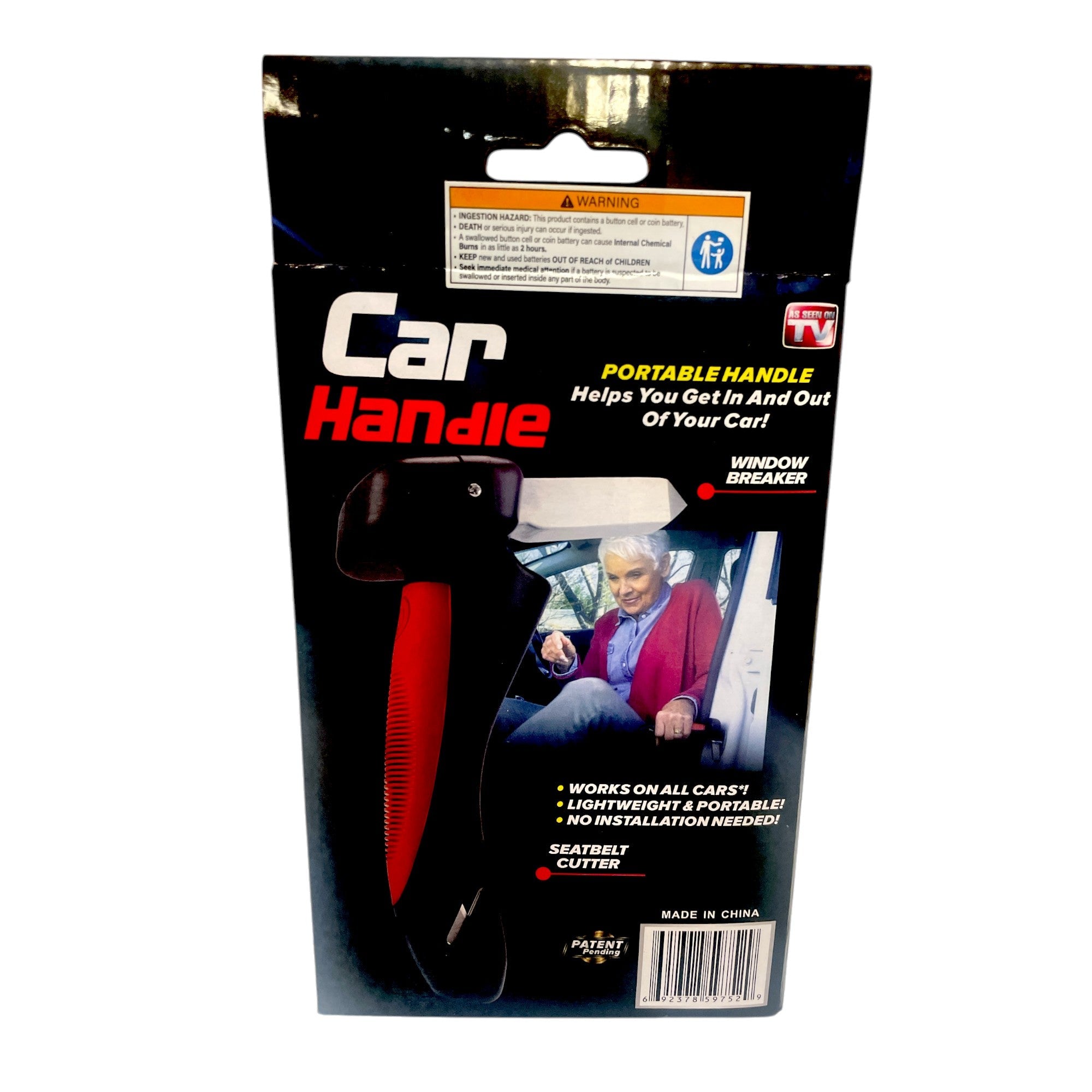 1x Car Cane Door Handle - Portable Elderly Standing Aid LED Flashlight Hammer Tool 10