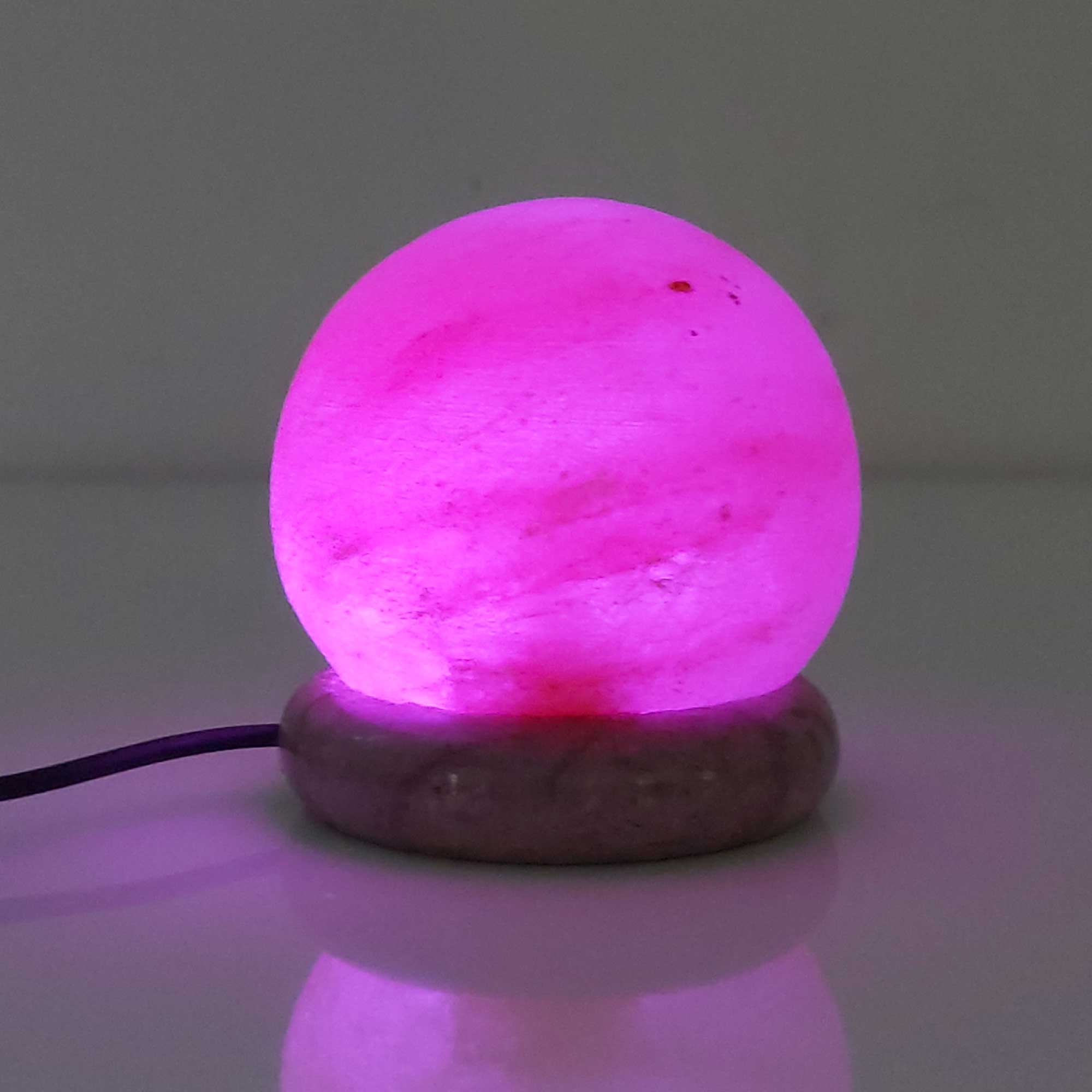 USB Colour Changing Salt Himalayan Lamp - Ball Sphere Shape Pink Rock LED Light 4