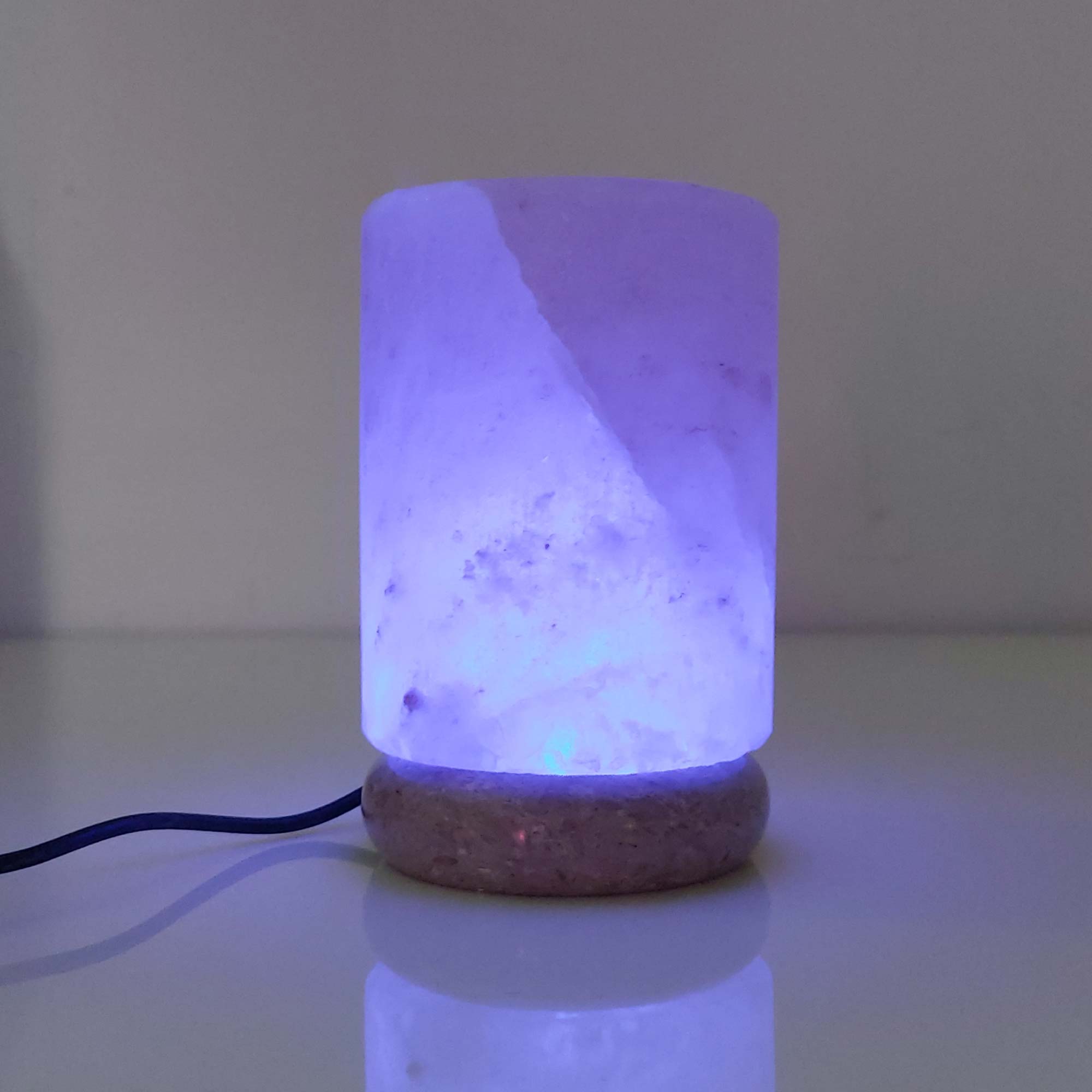 USB Colour Changing Salt Himalayan Lamp - Cylinder Shape Pink Rock LED Light 3
