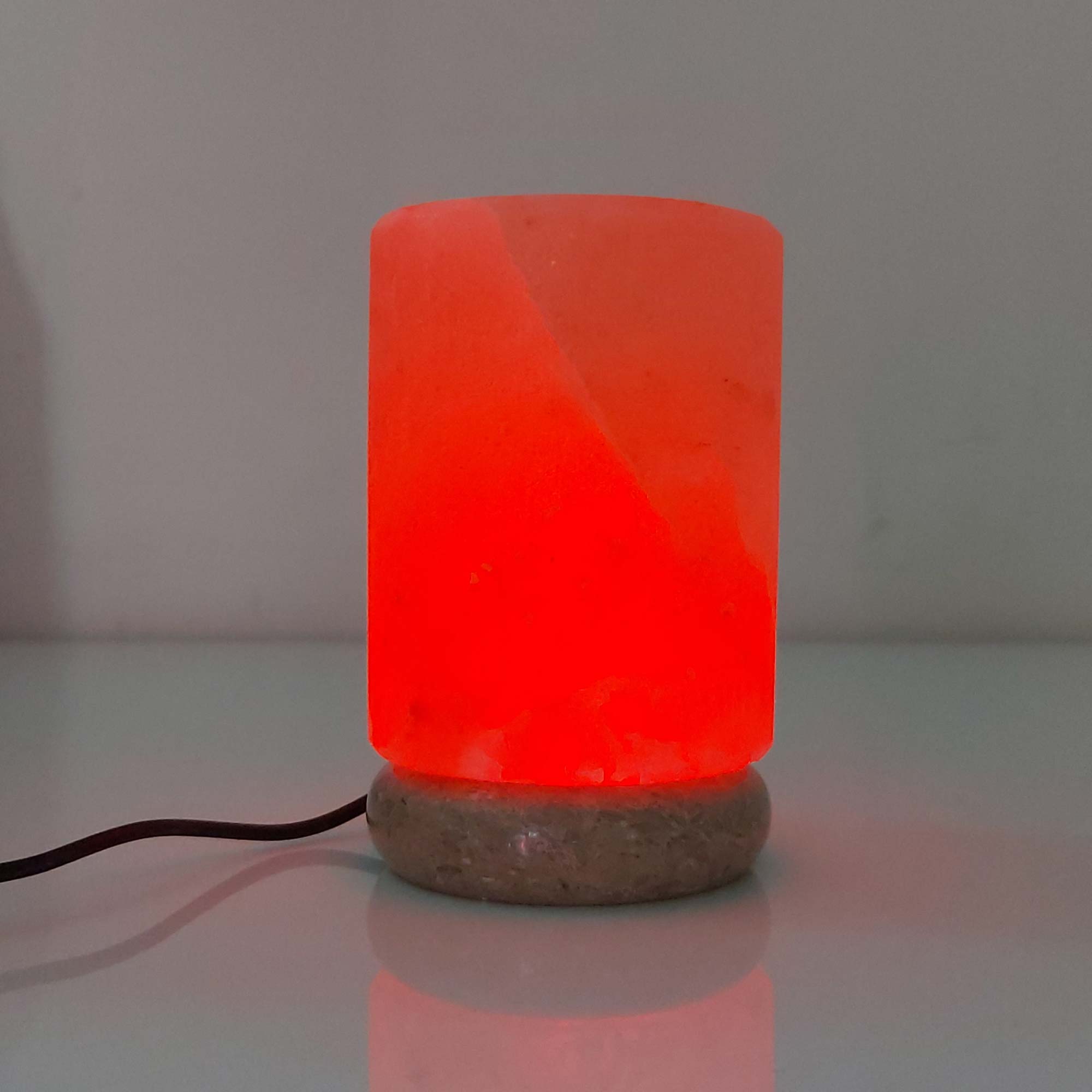 USB Colour Changing Salt Himalayan Lamp - Cylinder Shape Pink Rock LED Light 5