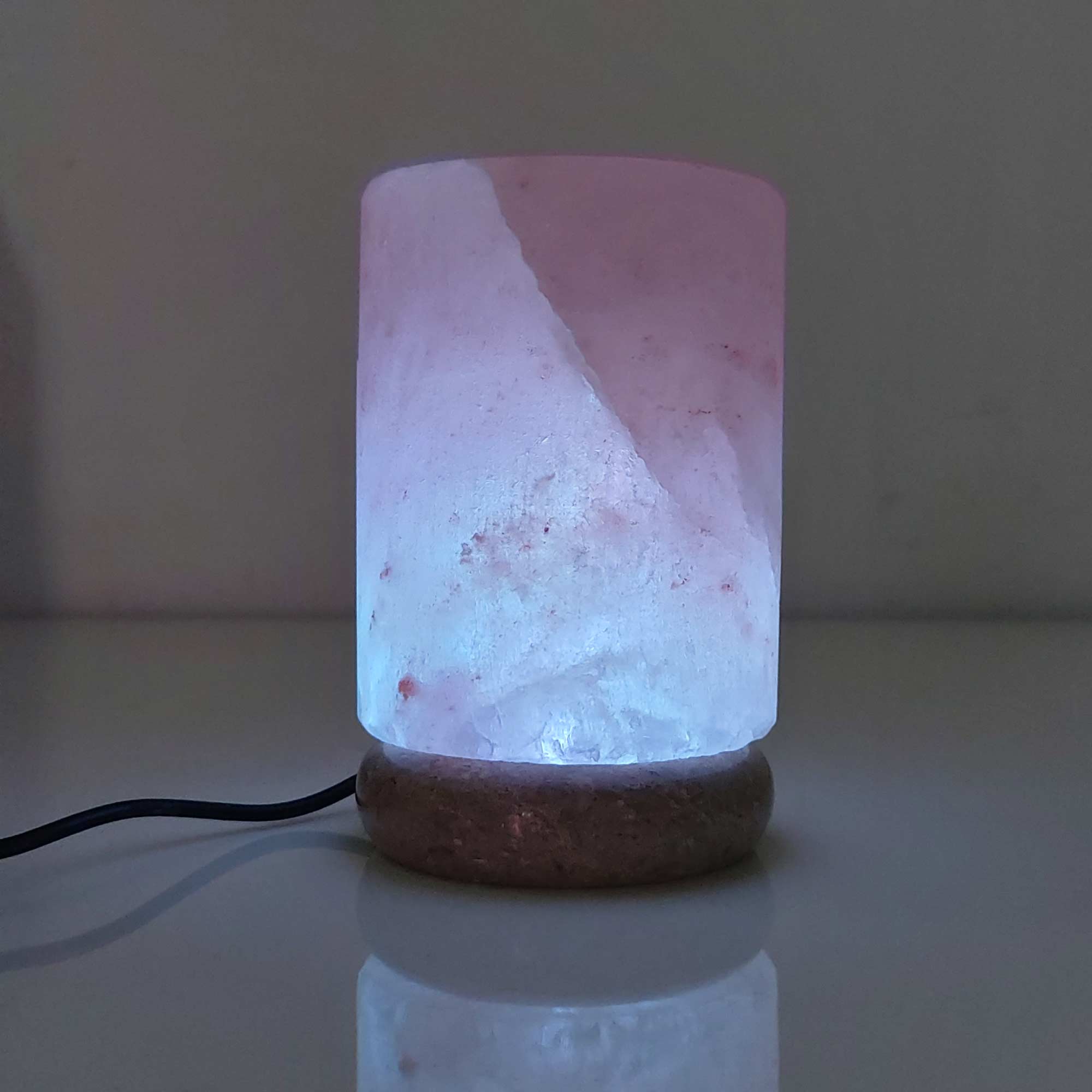 USB Colour Changing Salt Himalayan Lamp - Cylinder Shape Pink Rock LED Light 6