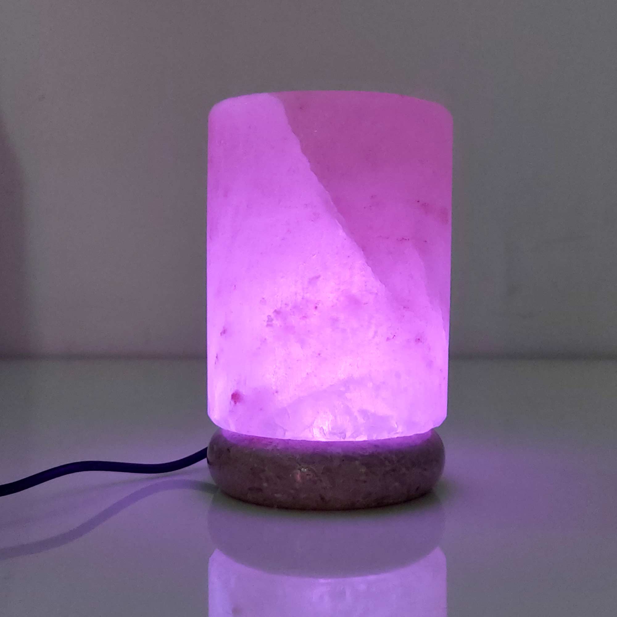 USB Colour Changing Salt Himalayan Lamp - Cylinder Shape Pink Rock LED Light 7