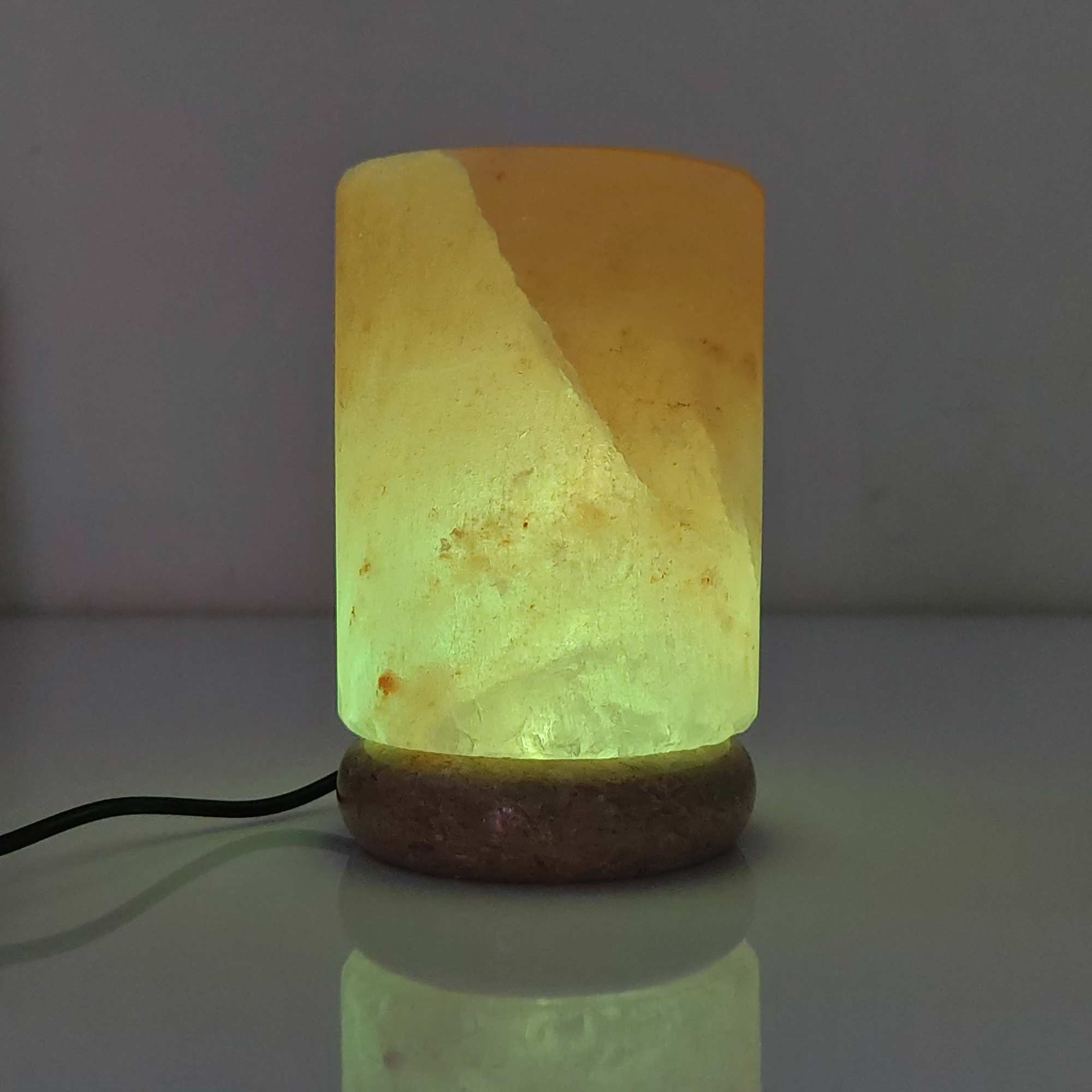 USB Colour Changing Salt Himalayan Lamp - Cylinder Shape Pink Rock LED Light 9