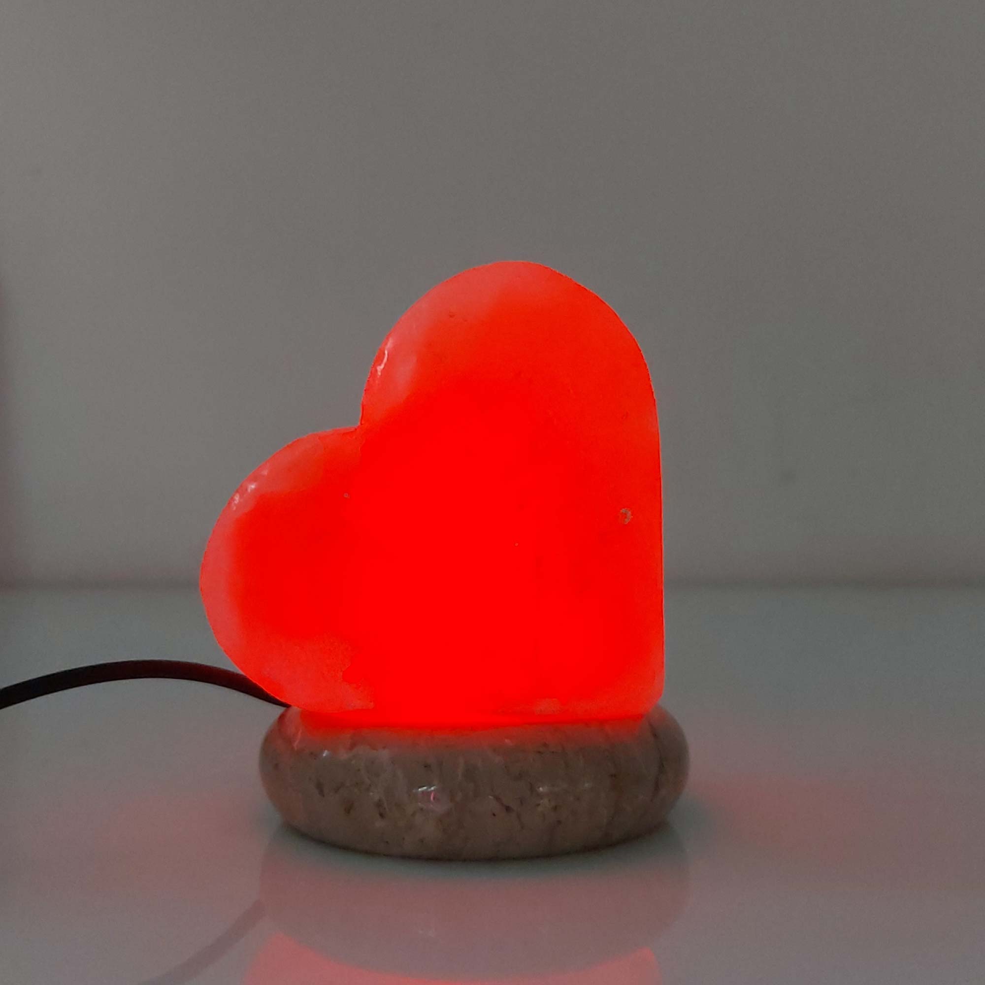 USB Colour Changing Salt Himalayan Lamp - Heart Love Shape Pink Rock LED Light 9