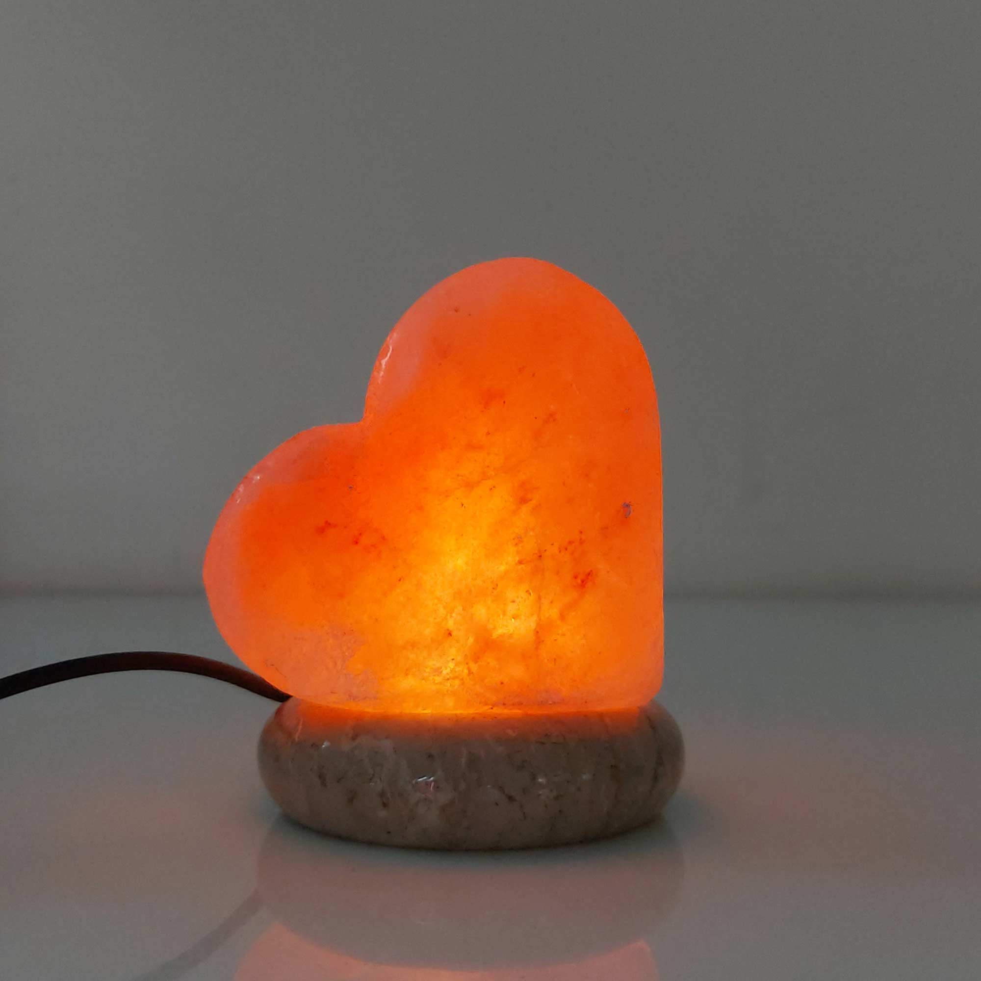 USB Colour Changing Salt Himalayan Lamp - Heart Love Shape Pink Rock LED Light 10