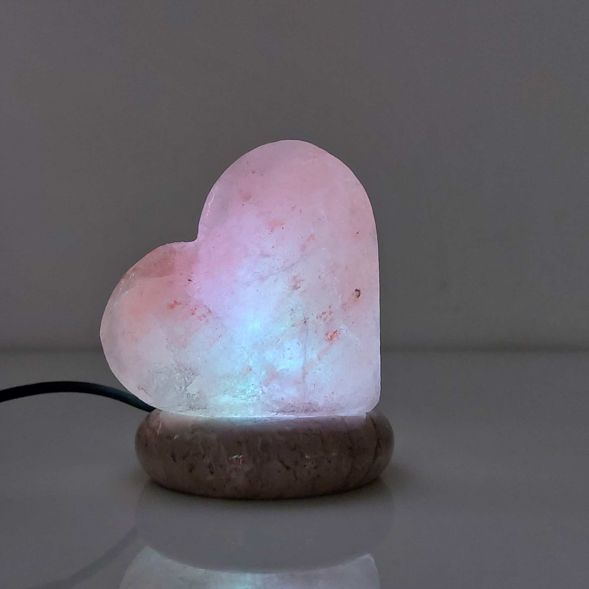 USB Colour Changing Salt Himalayan Lamp - Heart Love Shape Pink Rock LED Light 11